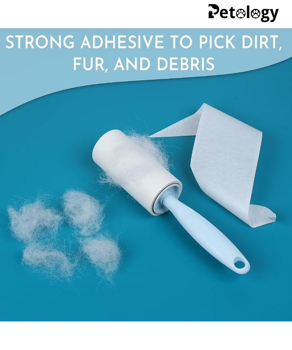 HiHYGIENE 2 Lint Remover with Handle, Protective Cover, Dog & Cat Hair Remover (60 Sheets) - Sticky Roller Brush for Clothes, Furniture, Carpet, Pet Fur, Dust, and Dirt.