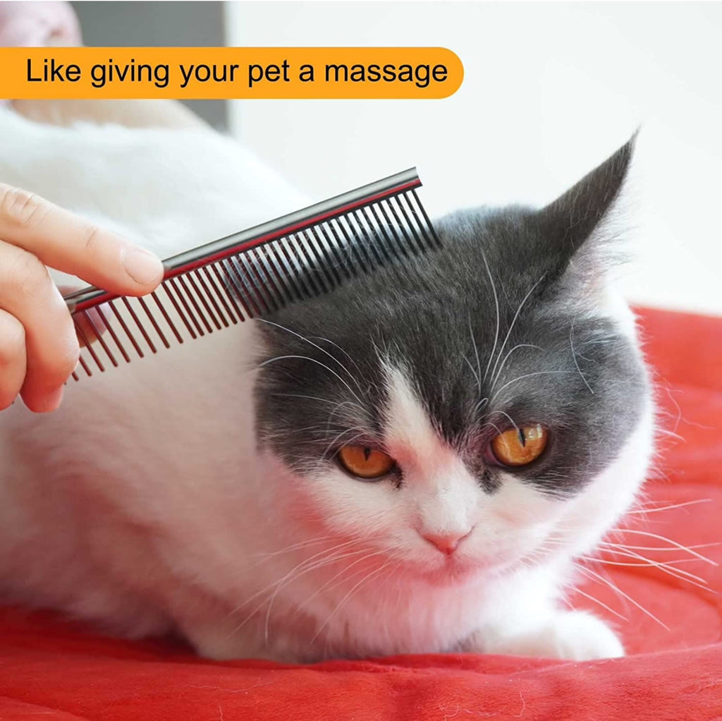 HiHygiene Professional Rounded Teeth Stainless Steel Needles (Flat Comb, Small) Pet Hair Grooming comfortable Comb Suitable for Dogs, Puppies, Rabbits, and Cats