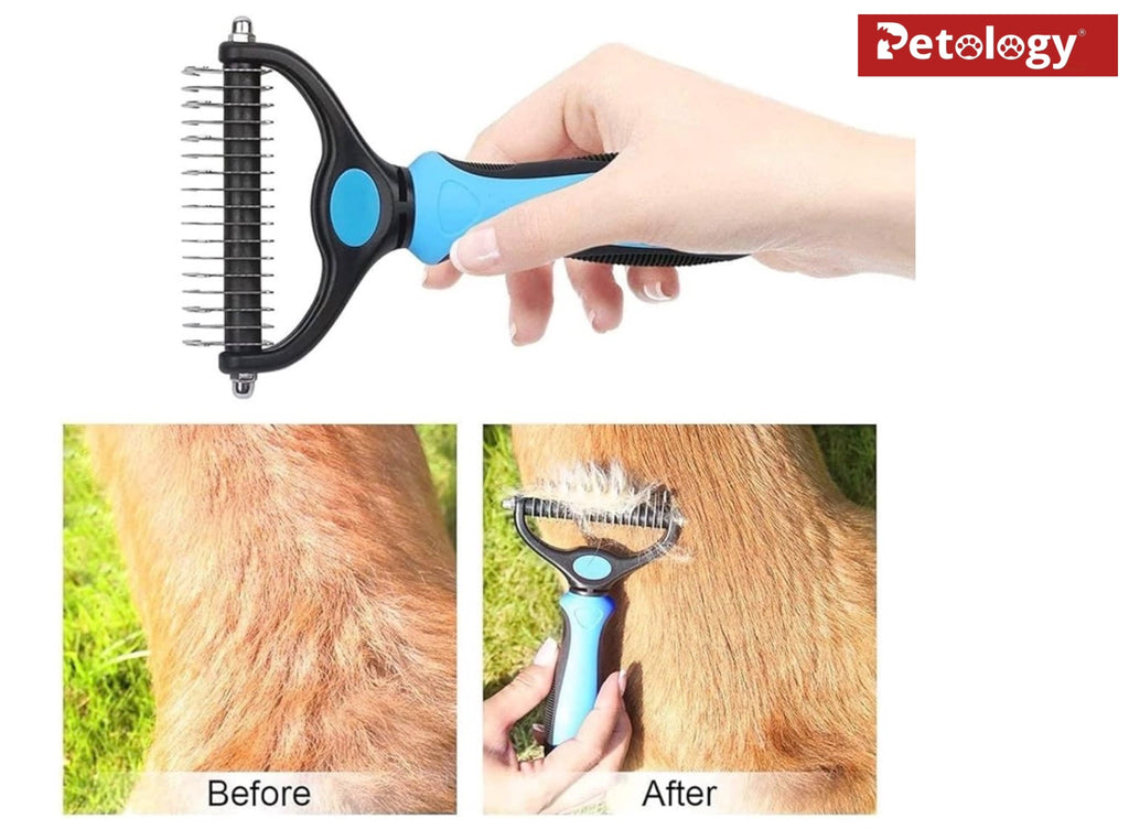 HIHYGENIE Dematting & Deshedding Brush For Dogs-Cats,2 In 1 Deshedding Tool & Undercoat Rake Dematting Comb For Mats, Reduces Shedding By upto 95%,Short To Long Hair Small Large Breeds