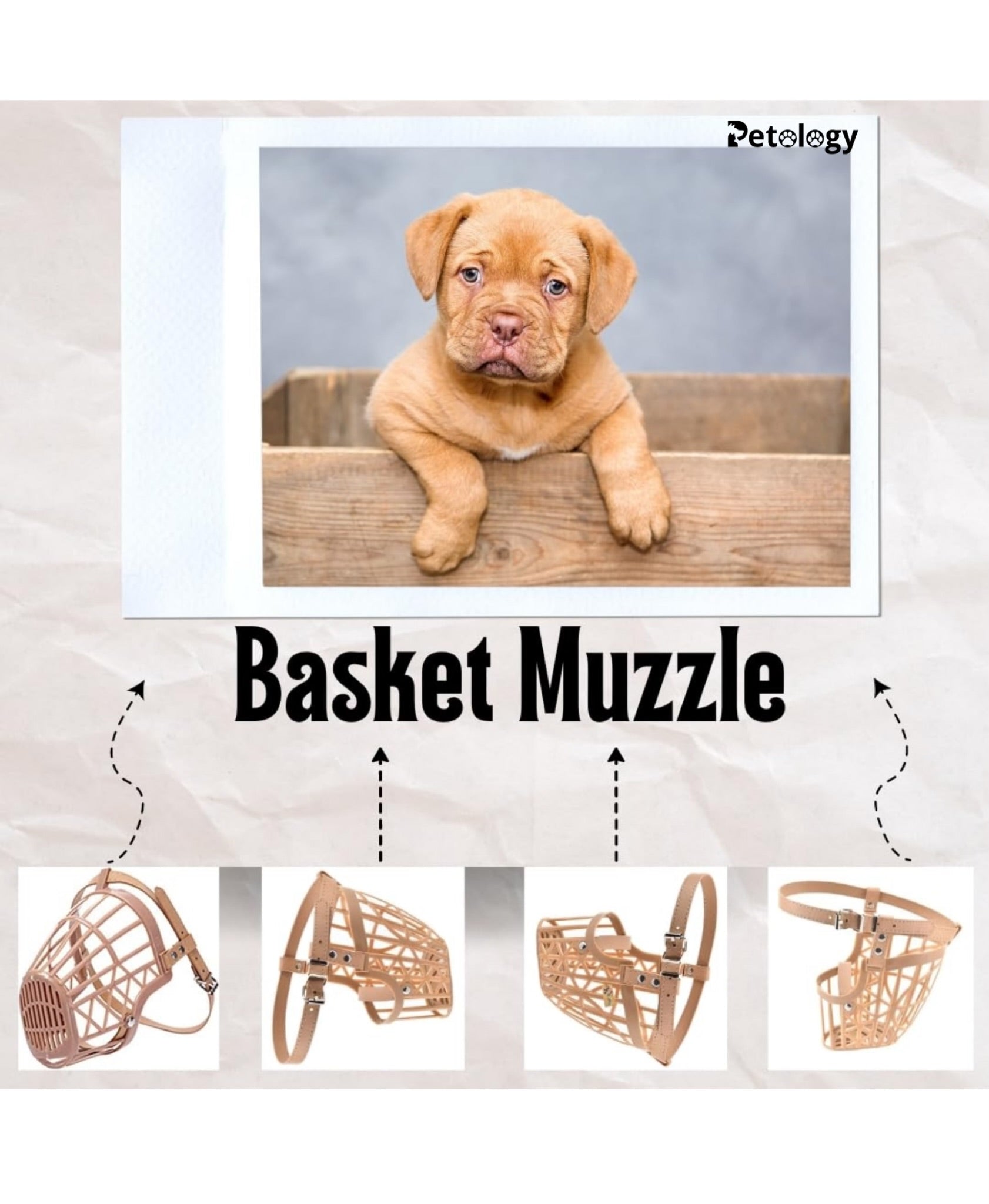 Adjustable Strap Safe Muzzle Dogs Ensure Pet Safety and Comfort, Prevent Biting Behavior Perfect Ideal for Walks, Training, and Grooming. (Beige)