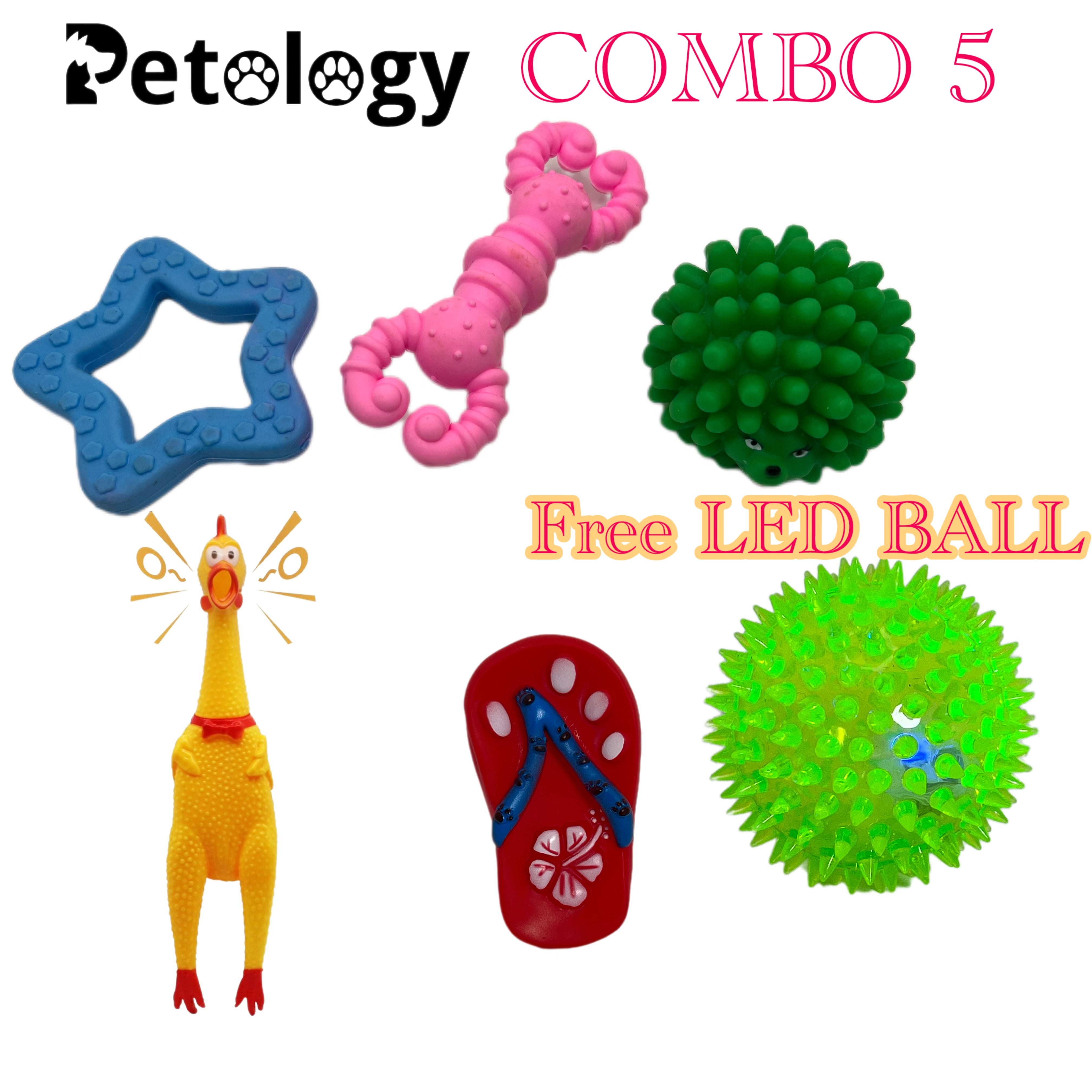 PLAYPETS DOG TRUST SOFT LATEX RUBBER COMBO PACK INTERACTIVE SQUEAKY TOY SET IDEAL FOR DOGS & PUPPIES - MULTICOLOR