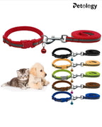PLAYPET Reflective Leash Collar Set with Bell for Cats and Dogs 10mm, Colour May Vary