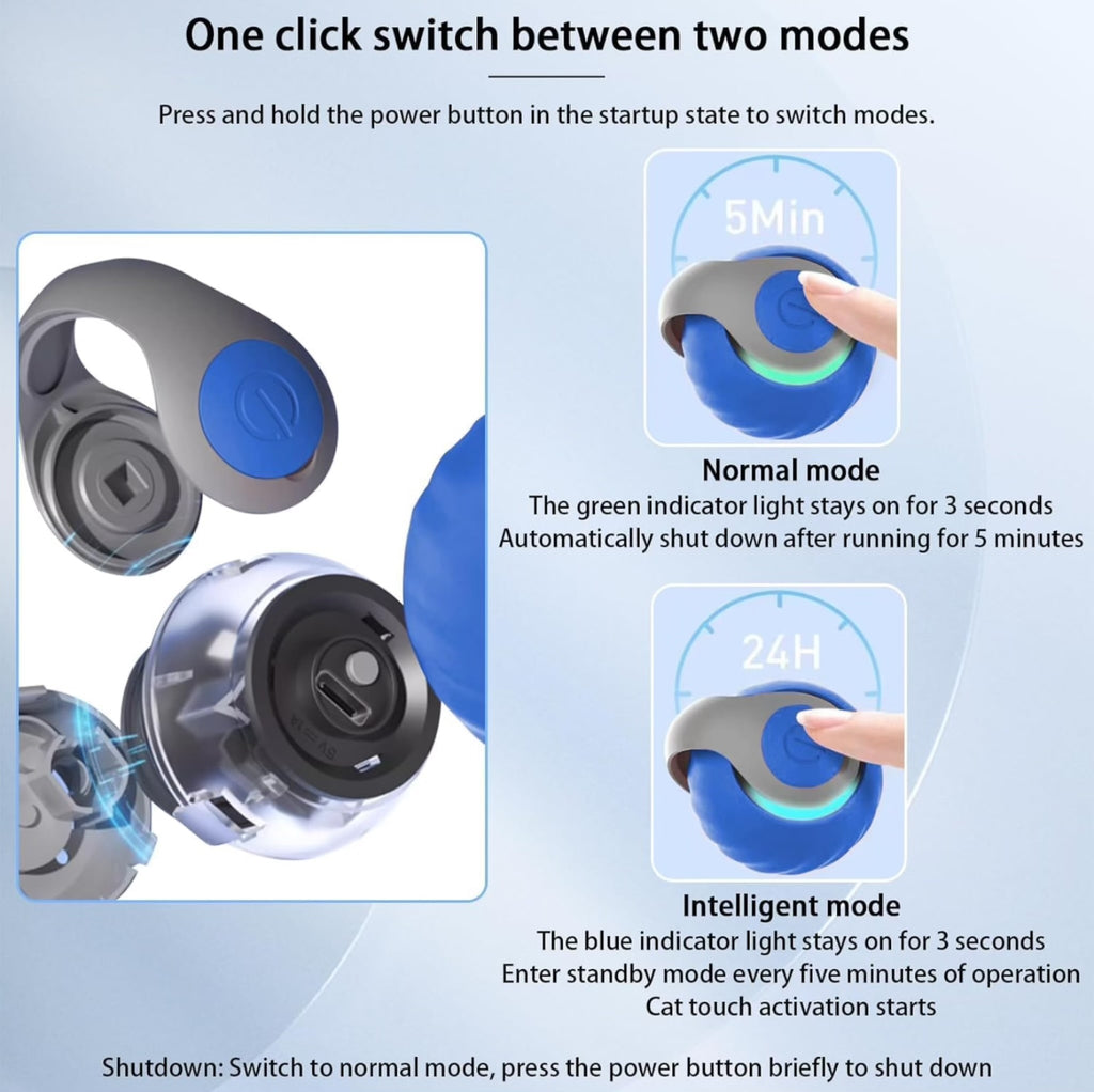 Playpets Exclusive Latest Interactive Toy Ball with touch Motion Activated Dog & Cat Toy, Smart Ball with "C" TYPE Charging, heavy Rotating Roller, Two Speed (All Breed Type)