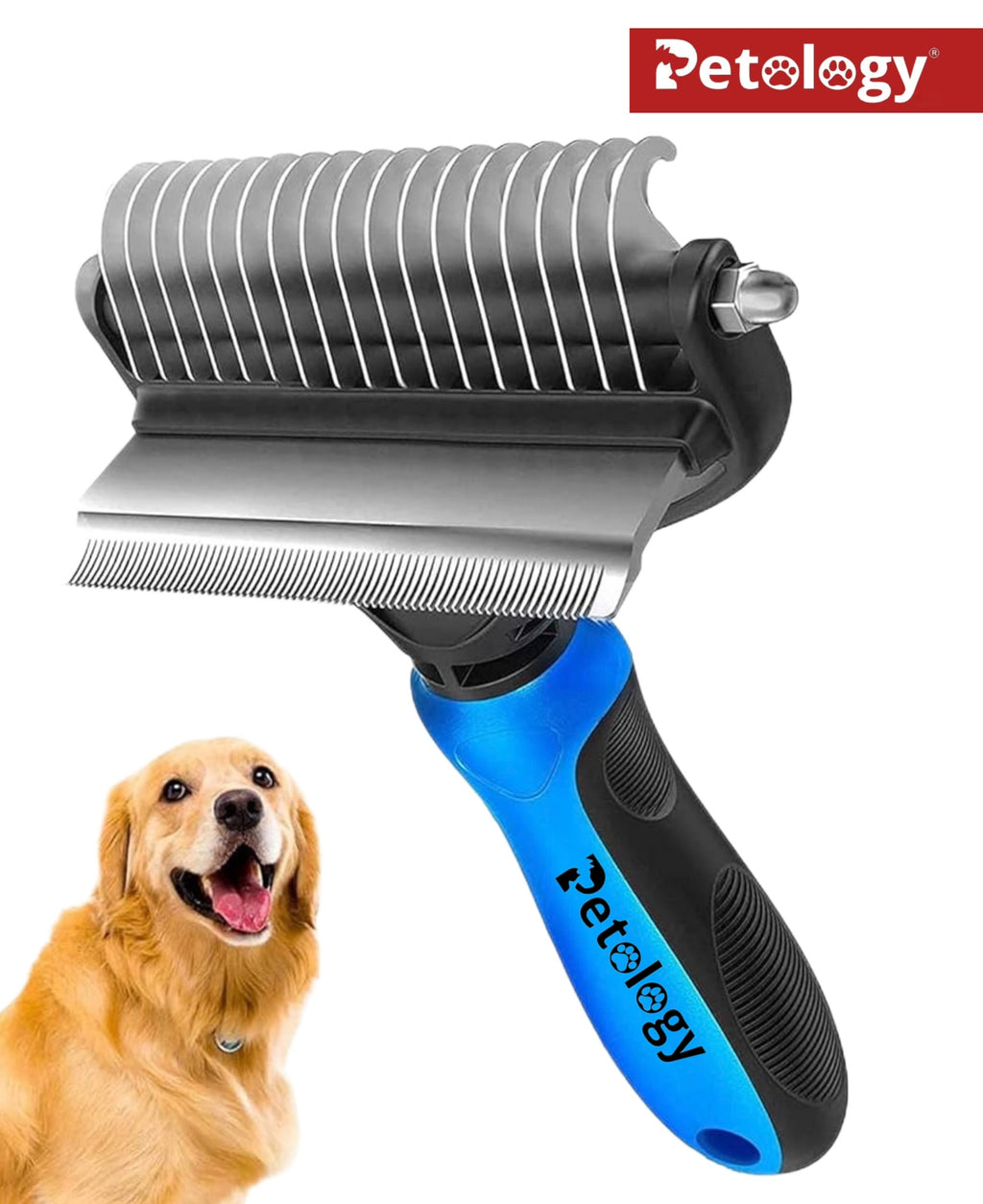 HIHYGENIE Dematting & Deshedding Brush For Dogs-Cats,2 In 1 Deshedding Tool & Undercoat Rake Dematting Comb For Mats, Reduces Shedding By upto 95%,Short To Long Hair Small Large Breeds