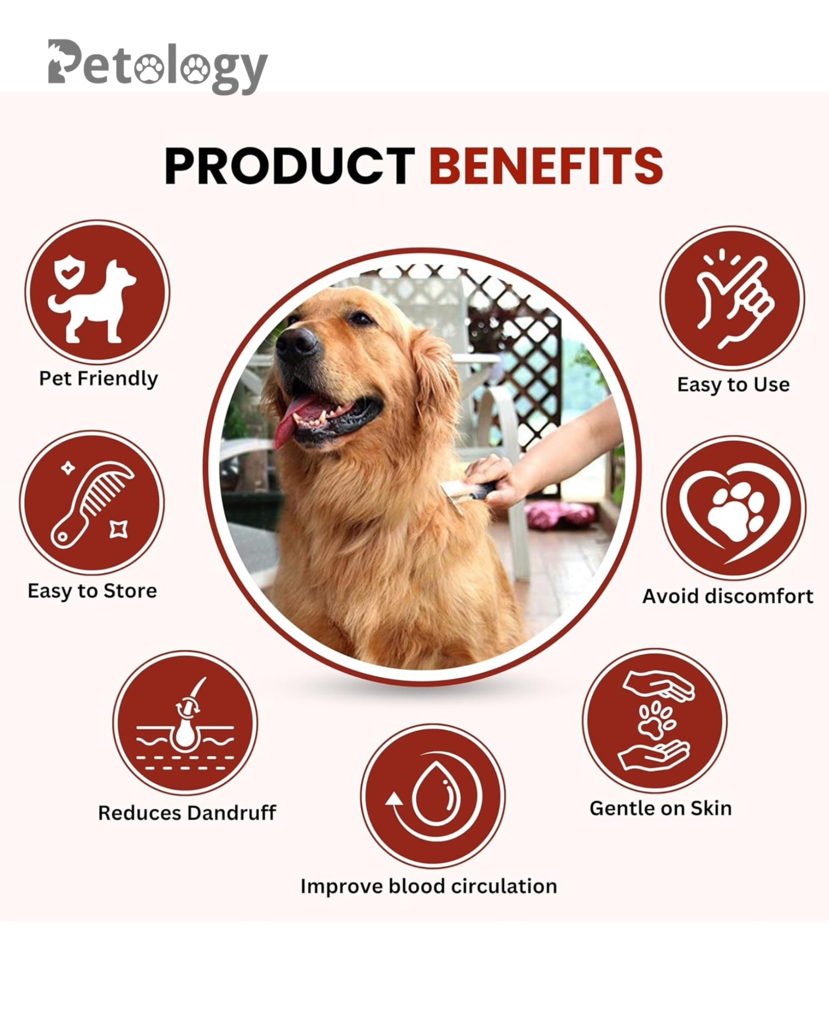 HiHygiene 2 in 1 Pet Comb Pack Adjustable Dog Puppy Brush Pet Comb for Grooming Cum Massager and Safety from Mites,Lice,Ticks Combo Pack of 2 Comb Large Size