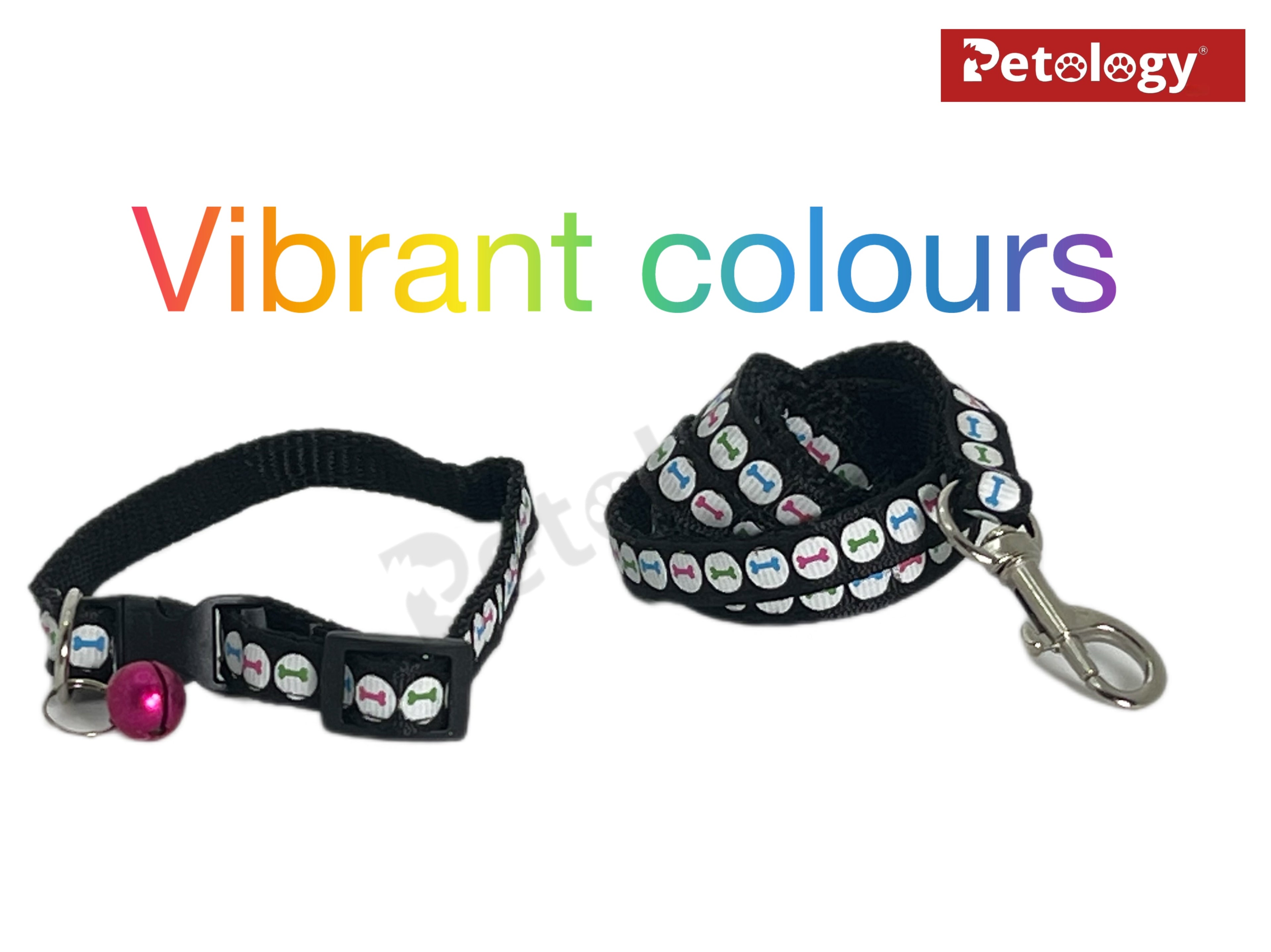 PawPet Unique Stylish & Durable 10 MM Dog Collar and Leash Set Puppy Printed Adjustable Nylon Collar with Leash, Collar Leash Set for Puppies, Dog & Cat