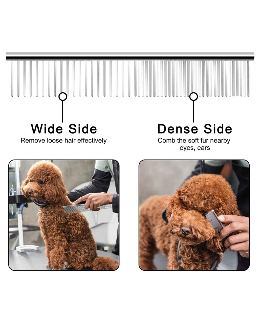 HiHygiene Professional Rounded Teeth Stainless Steel Needles (Flat Comb, Small) Pet Hair Grooming comfortable Comb Suitable for Dogs, Puppies, Rabbits, and Cats