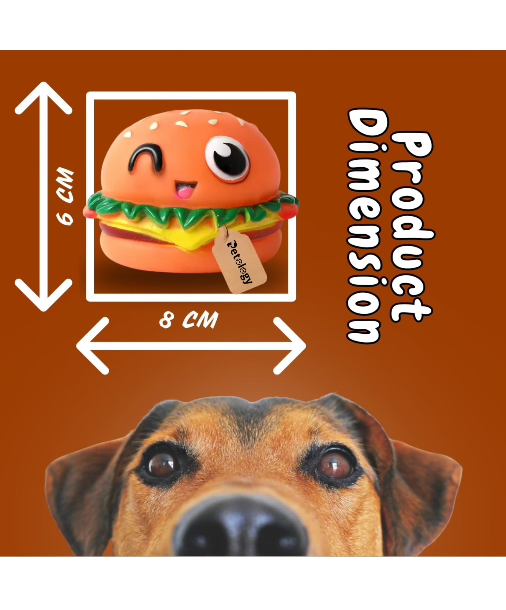 Playpets 100% Latex Burger Squeaky Durable & Interactive Chew Toy for Dogs & Cats ,Fun Squeaker , Solo Play all size Breeds , Dental Health
