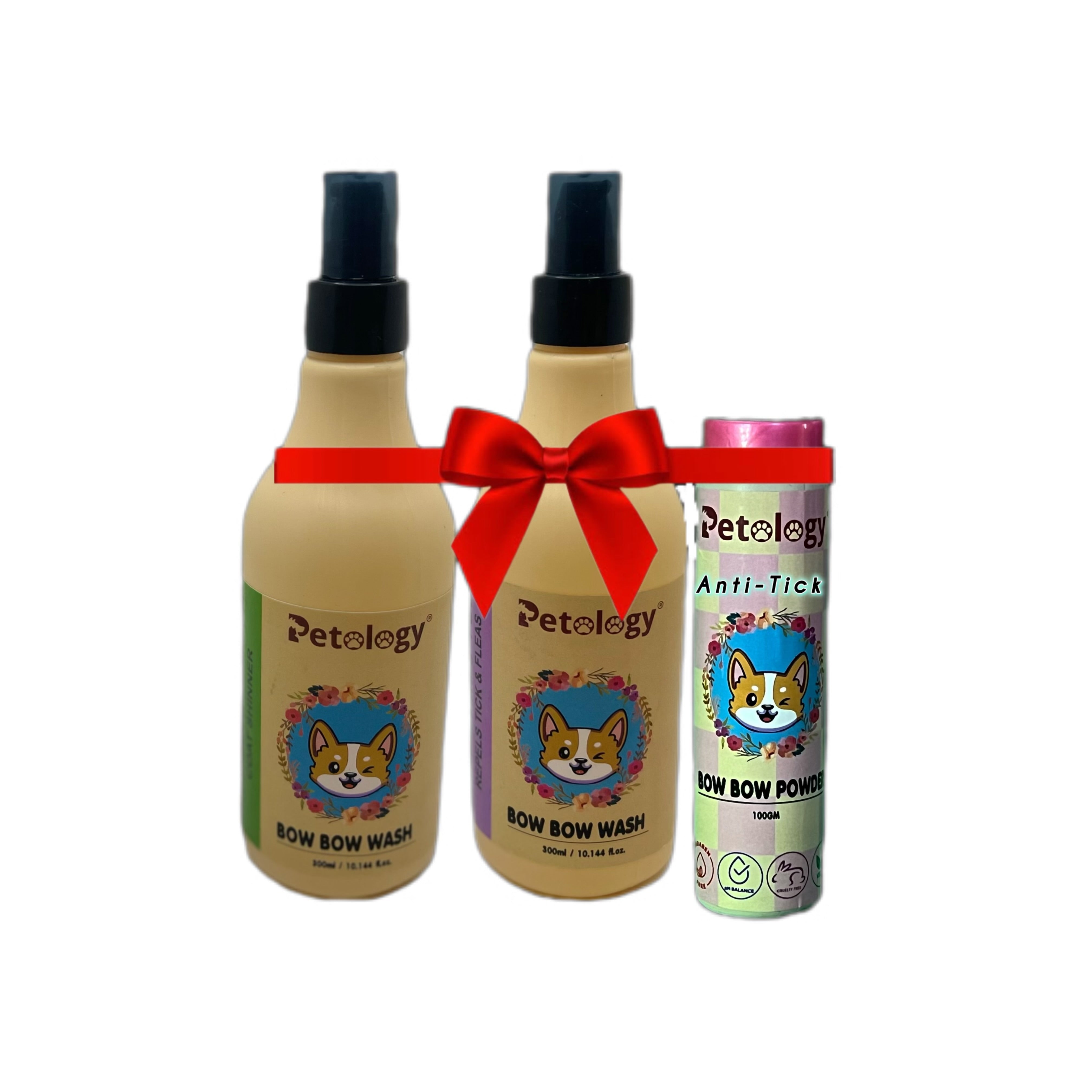 COMBO BOW BOW WASH ANTI-TICK & CALMING ALOE VERA WASH WITH BOW BOW POWERFUL NEEM BASED ANTI-TICK POWDER- will clear ticks and fleas in 7 days.