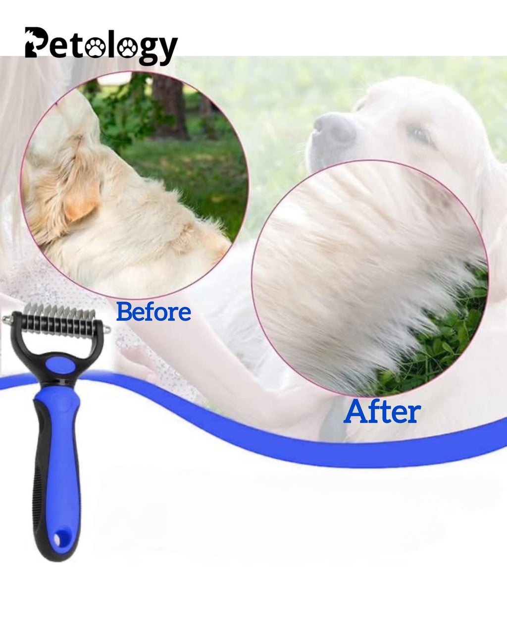 Hihealth Pet Grooming Brush for Dogs/Cats/Rabbits Deshedding Tool & Undercoat Rake Dematting Comb for Mats,Reduces Shedding by Up to 95%,Great for Short to Long Hair Small Large Breeds