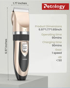 Pawpet Professional pet grooming kit for Dogs & cats Low noise<50dbs, no afraid pets, Powerful upto 850 MAH Battery & 4 inter-changeable combs for better cut additional steel comb and post trimming palm massager (absolutely free)