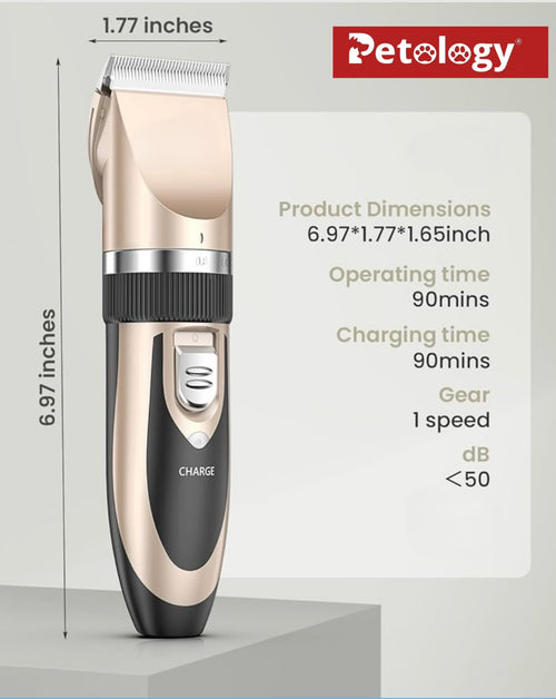 Pawpet Professional pet grooming kit for Dogs & cats Low noise<50dbs, no afraid pets, Powerful upto 850 MAH Battery & 4 inter-changeable combs for better cut additional steel comb and post trimming palm massager (absolutely free)