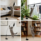 Combo stick Suction Cup Cat Teaser Wand - Interactive Feather & Bell Toy for Indoor Cats, Self-Play Fixed Design, Scratch-Resistant to Relieve Boredom
