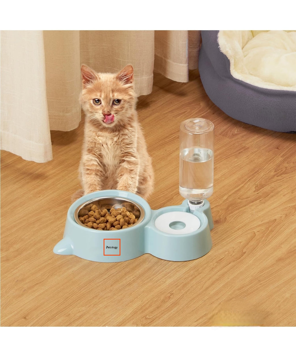 Petology Hihealth 2 In1 Pet Feeder & Automatic Water Dispensing system with stainless steel Food server Suitable for Cats and Dogs (small, medium & Large pets)