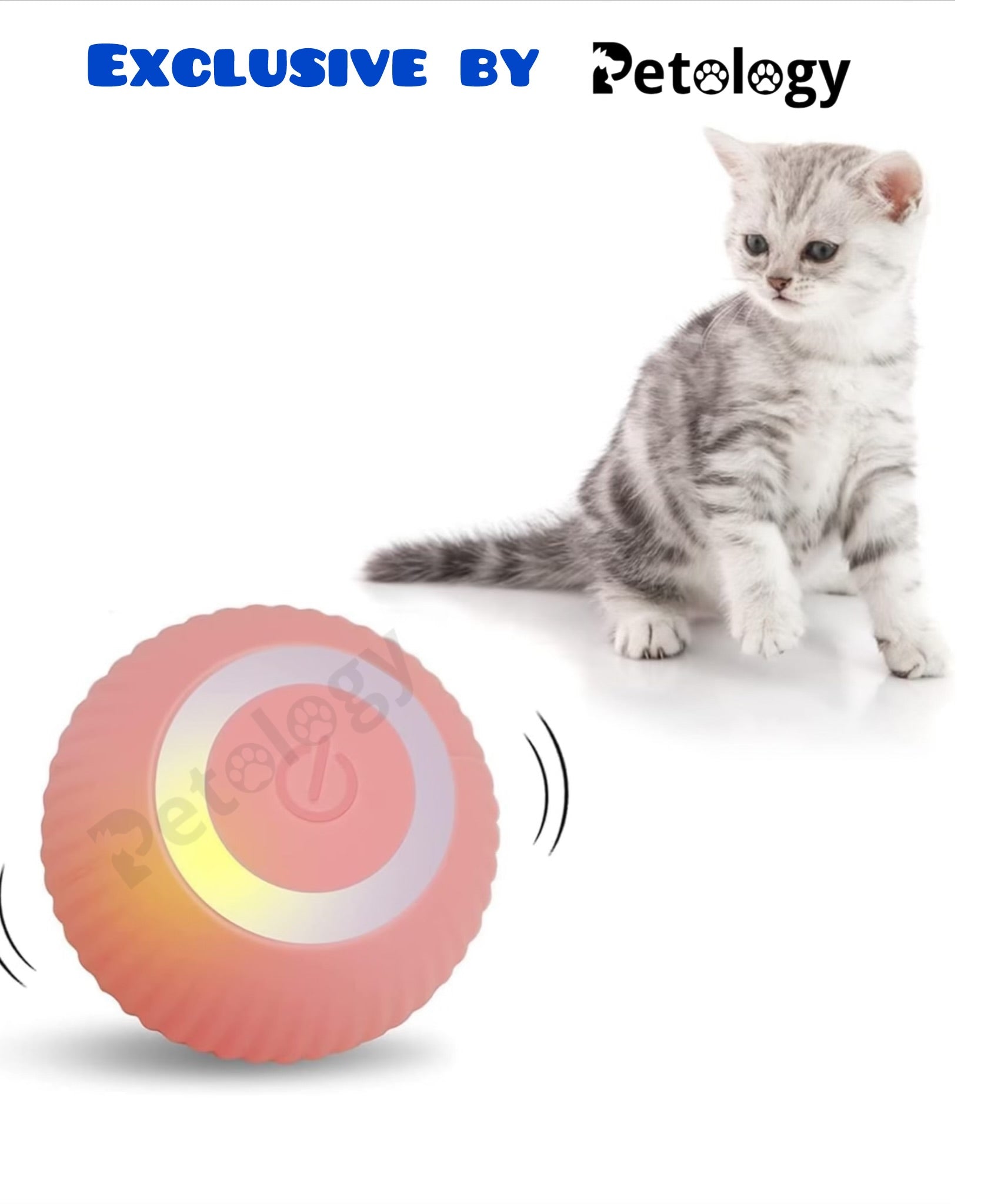 Playpets Intelligent with New upgrade 2.0 ver. Funny 360 Degree Rotatable Toys Rechargeable Rotating Ball with LED Light, Chasing Toy Automatic Rotating Smart Obstacle Avoiding