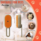 Petology exclusive Steam Brush for Dog & Cat  3 in 1 Water Brush for Dogs Silicone Massage Dog Comb Electric Multifunctional Water Brush Spa for Dogs USB Rechargeable Steamy Brush (Beige with orange)