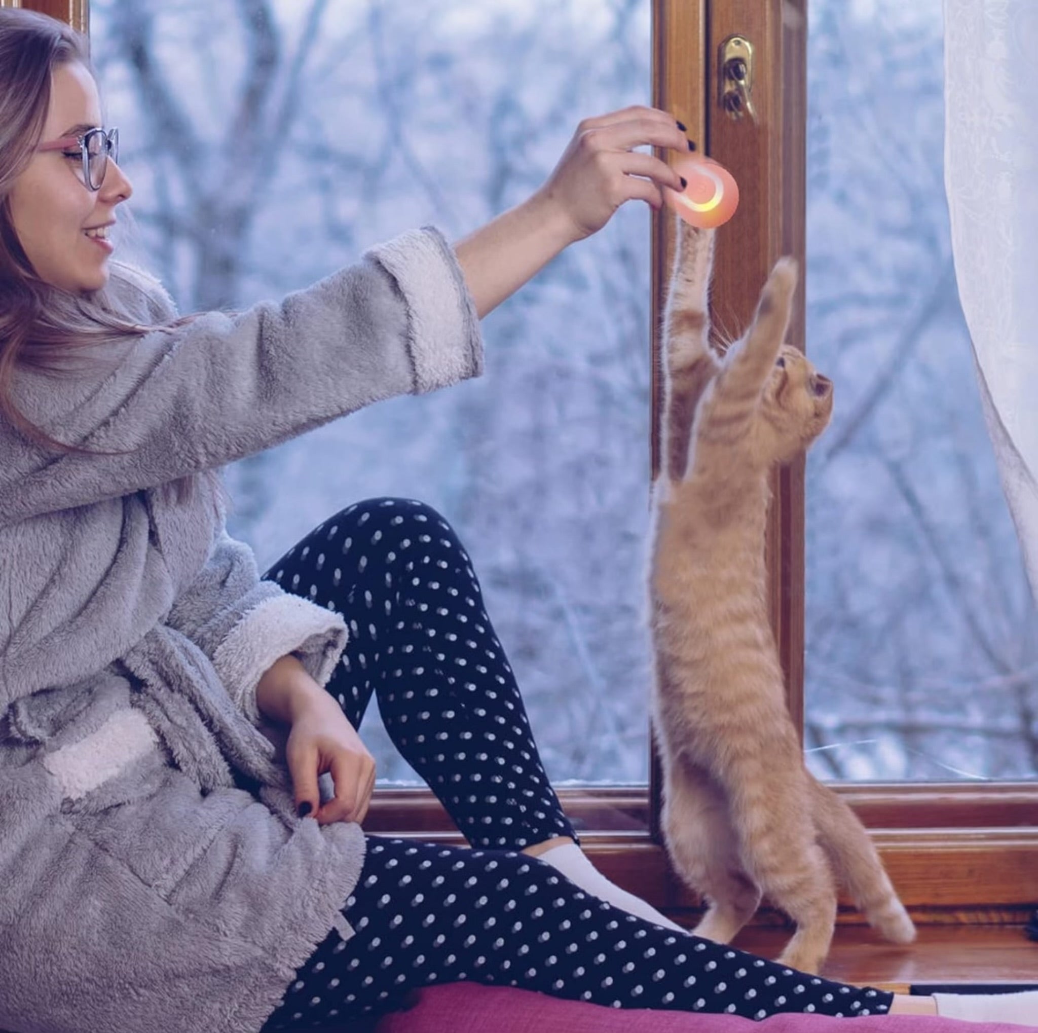 Playpets Intelligent with New upgrade 2.0 ver. Funny 360 Degree Rotatable Toys Rechargeable Rotating Ball with LED Light, Chasing Toy Automatic Rotating Smart Obstacle Avoiding