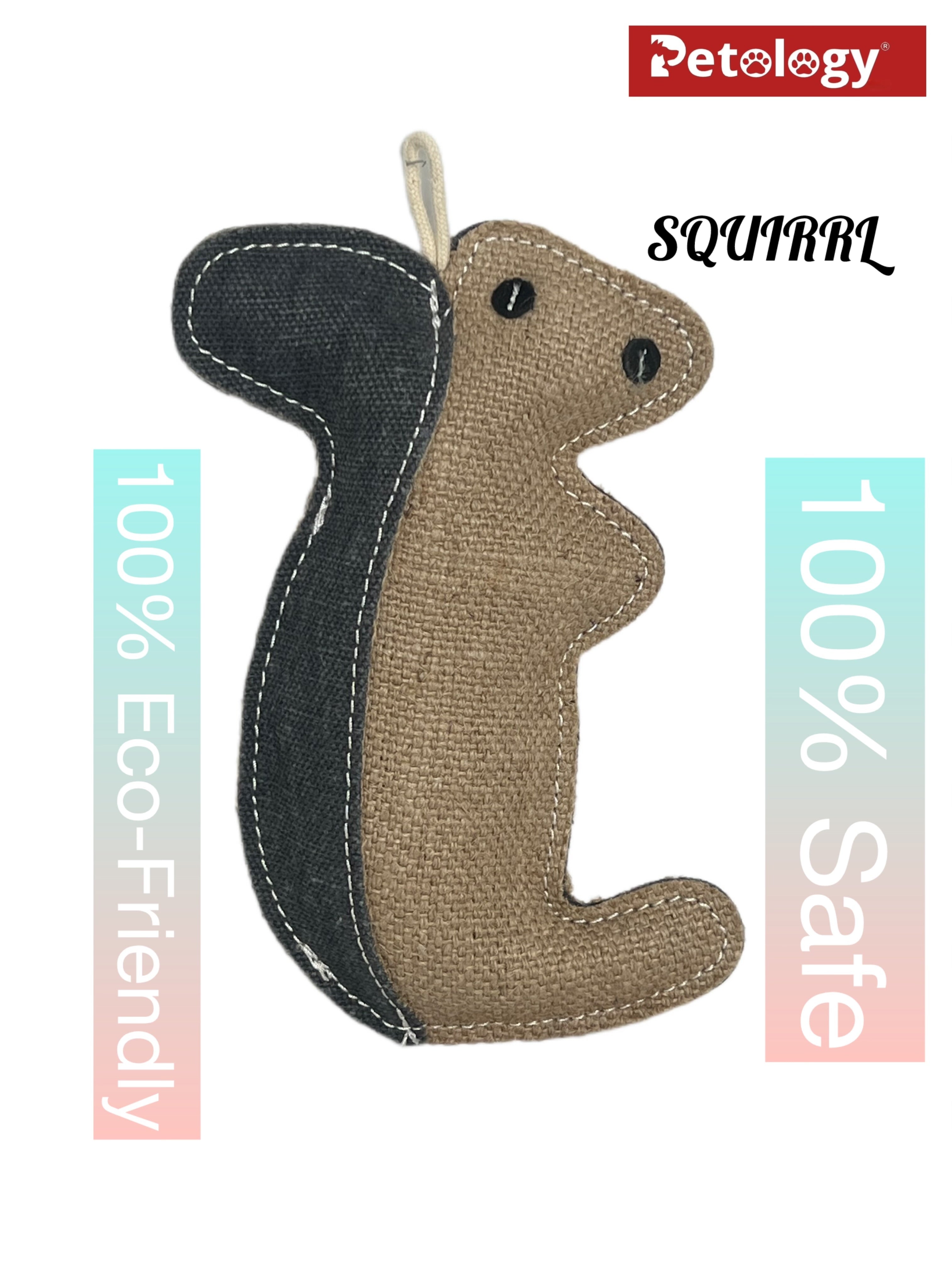 Squirrel-shaped toy with 'Petrology' branding on a white background