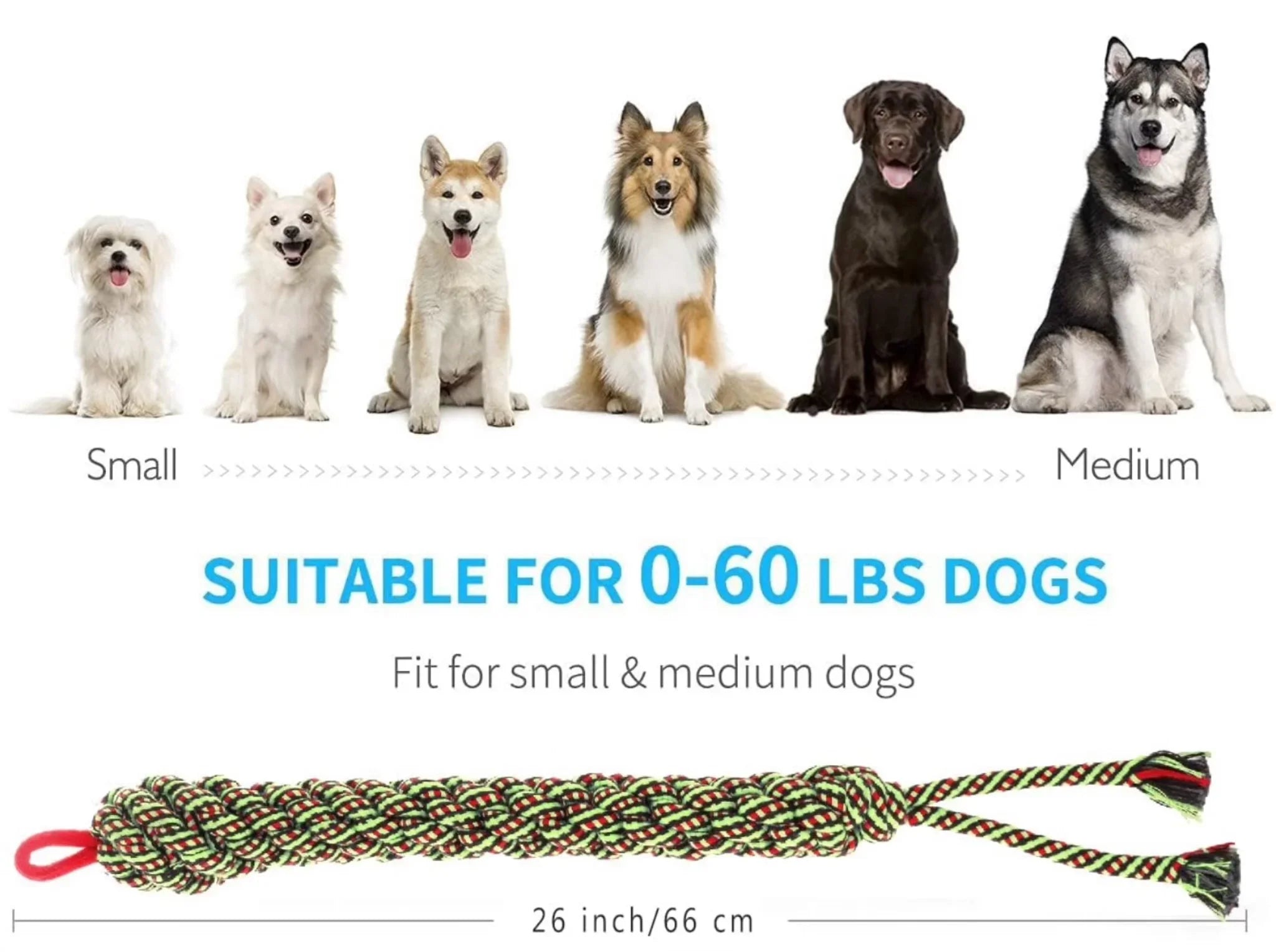 HY HYGIENE 100% Cotton Rope snake  & Soft non-toxic toy combo suitable for all Breeds