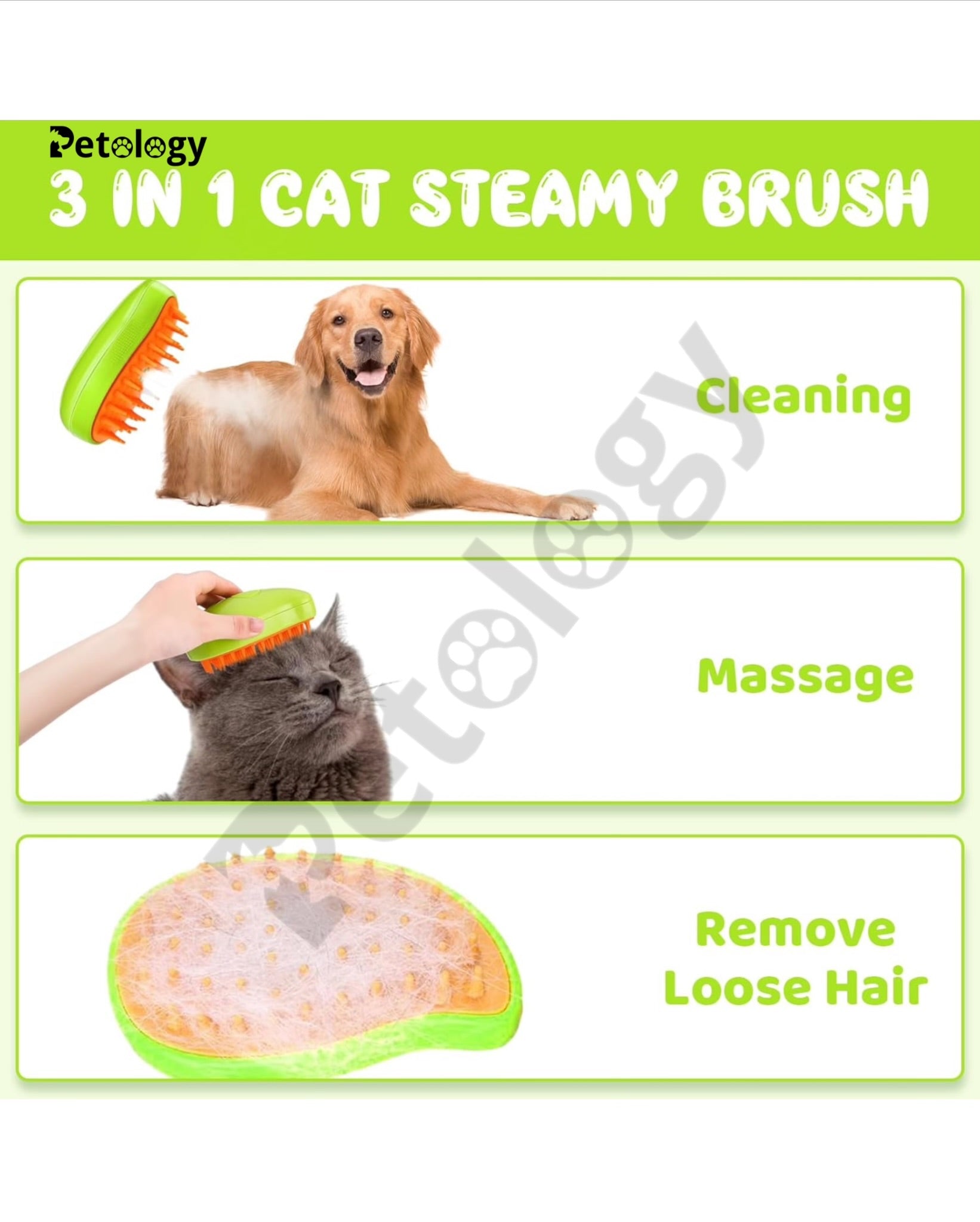 GRAB GROOM COMBO PET Mist brush with pet hair remover tool Non-Static and static brush combo with brush and clean combo perfect hygiene combo