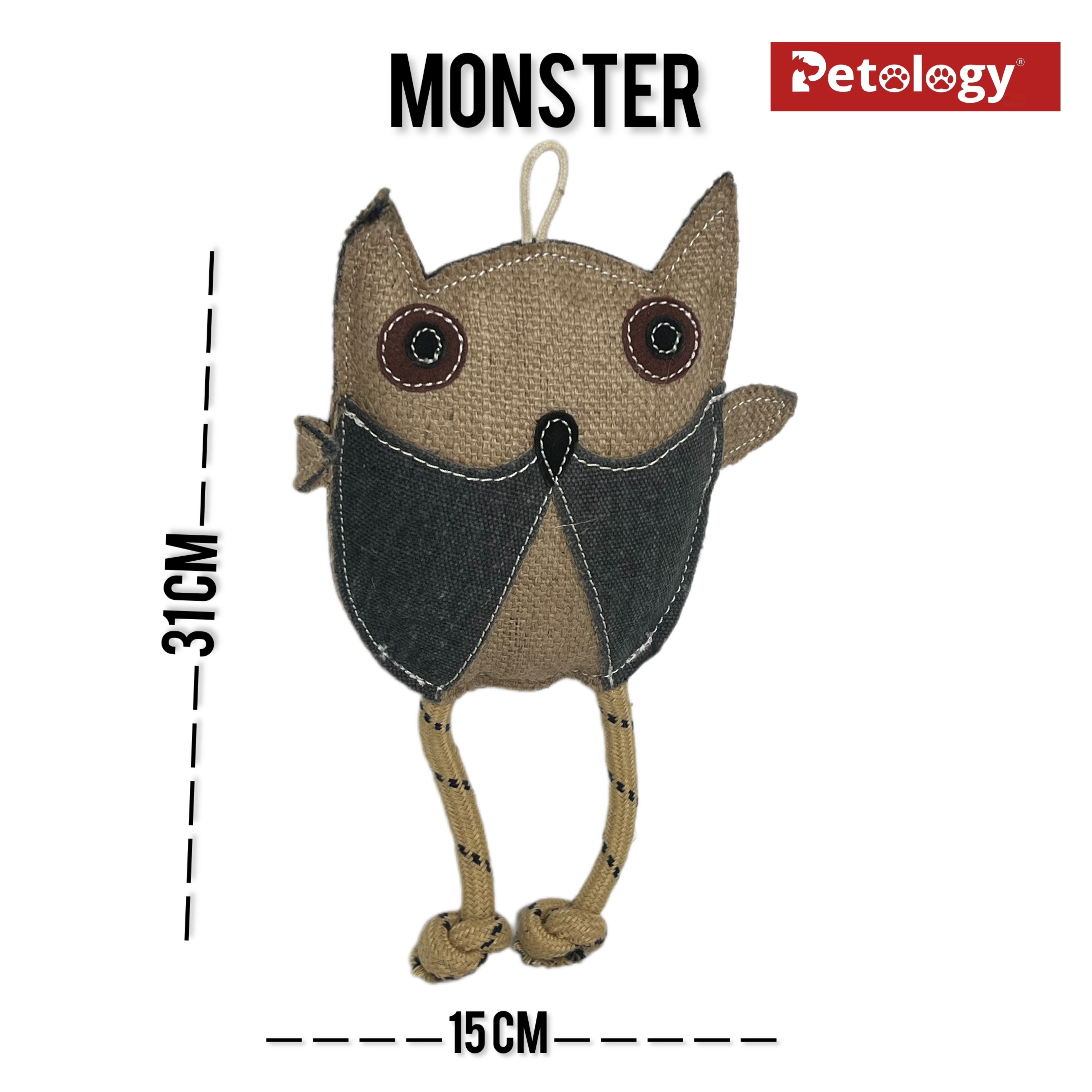 Petosafe buy 2pay1 100% Organic Jute Chew-tug Dog Toy Non-Toxic, Soft, Stuffed Interactive Cute Squeaky, Teething Rope Dog Toy  Small to Medium breed