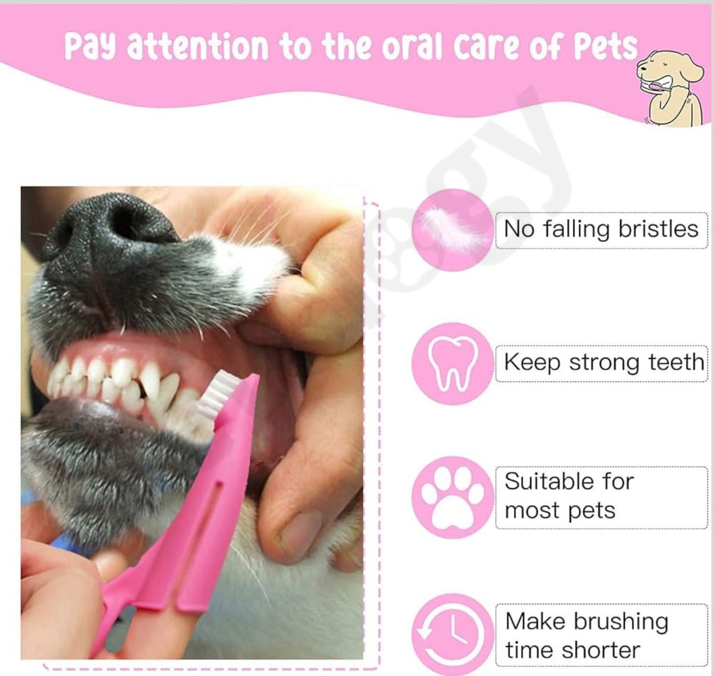 HiHygiene Ultra soft 2-in-1 Tooth brush designed for all kinds Dog breeds small,medium,Large & Extra large size Dogs easy to use glide through brush with better grip enhanced oral care of loved ones(Color vary)