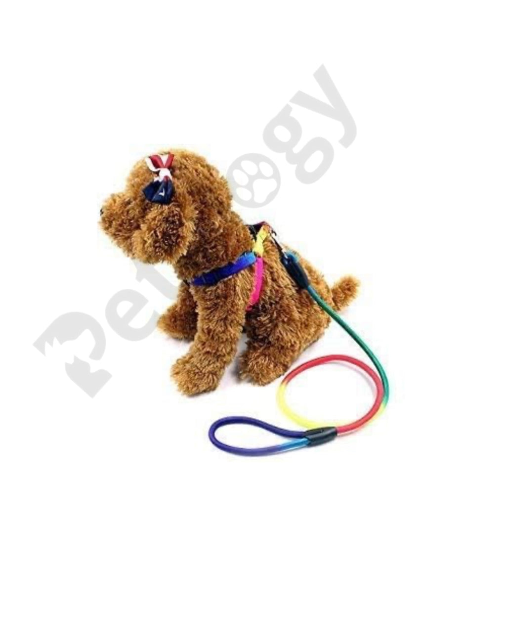 PAWPET Rainbow color No escape harness and Rope Leash adjustable Set, for Cats and Dogs (12 MM & 15 MM Set)