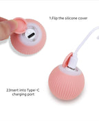 Playpets Funny 360 Degree Rotatable Toys Rechargeable Rotating Ball with LED Light,Intelligent with New upgrade 2.0 version. Chasing Toy Automatic Rotating Smart Obstacle Avoiding