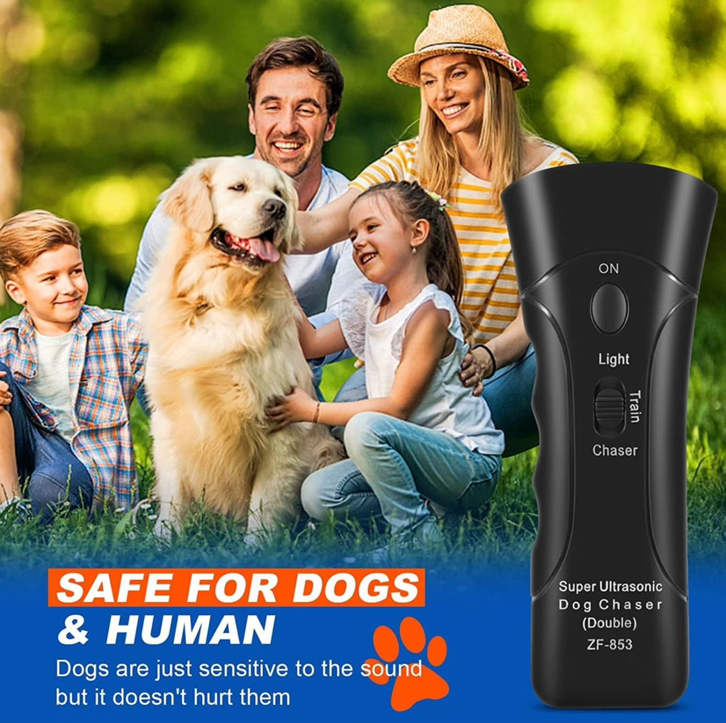 Petology Anti Barking Device, Safe Handheld Dog Repeller Trainer Dual Channel Dog Repeller Ultrasonic Handheld Dog Training Tool, 3 in 1 Bark Control Frequency Levels Humanized for Cats, Dogsl