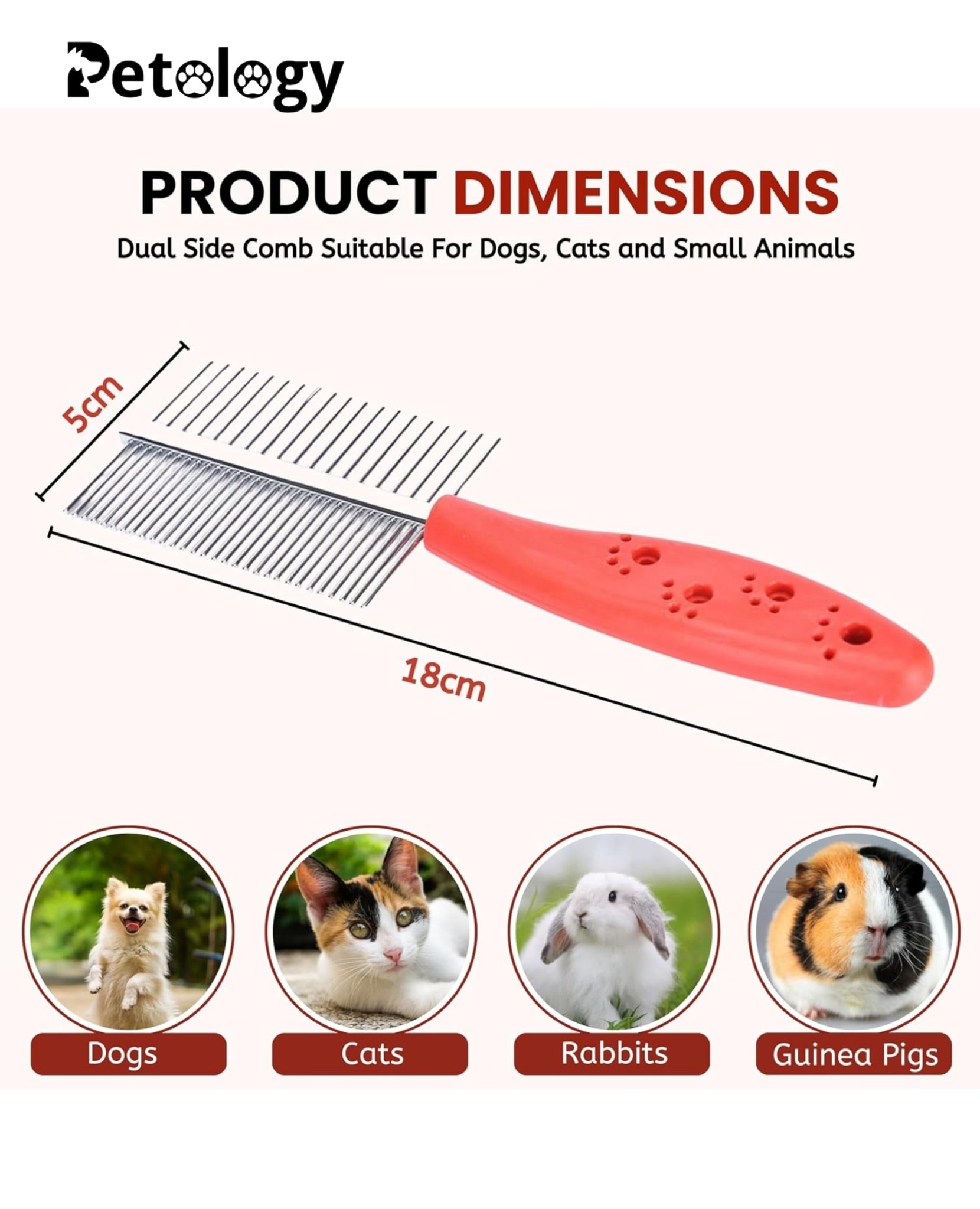 HiHygeine Puppies Double Side Steel Needles Comb for Dogs and Cats - (Paw Print) Grooming Rake Shedding for Dogs, Cats - Best Cleaning for all Pets (Color May Vary)