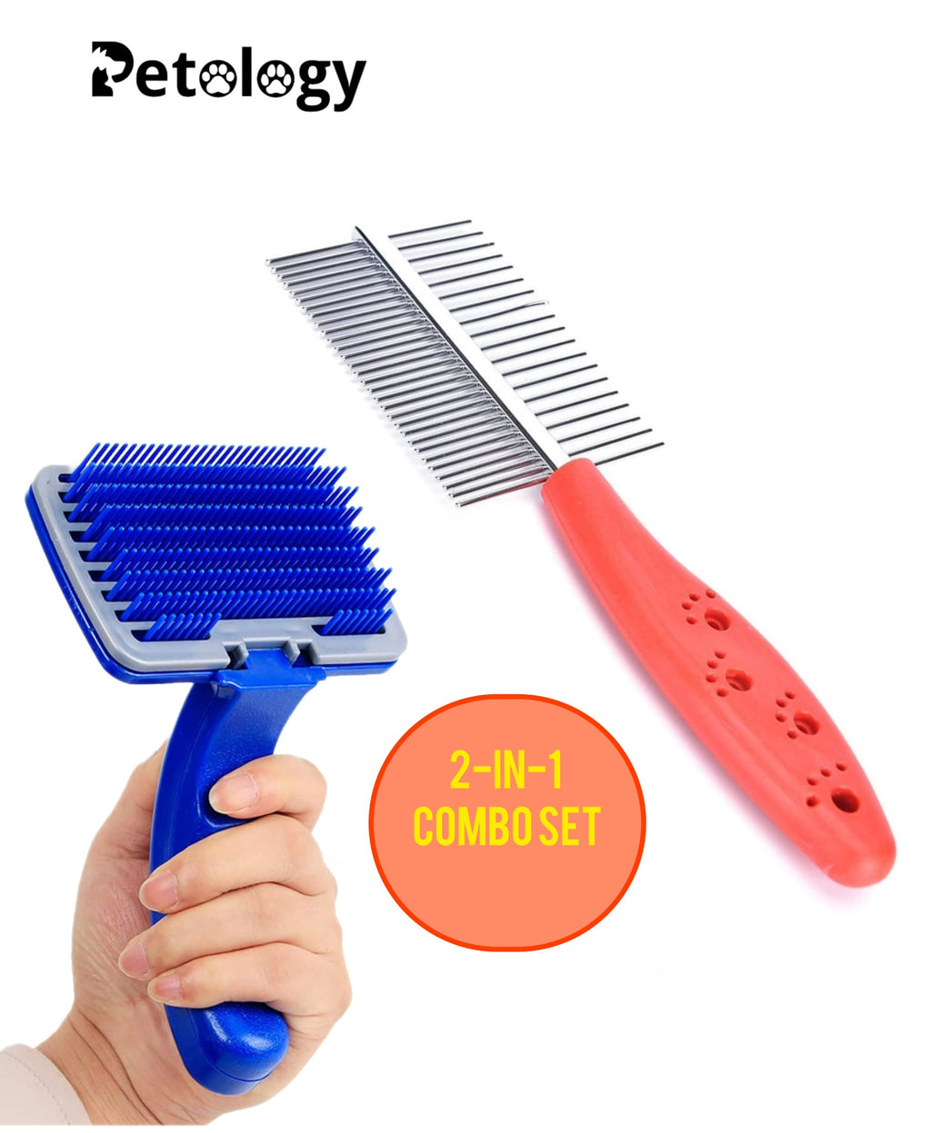 HiHygiene 2 in 1 Pet Comb Pack Adjustable Dog Puppy Brush Pet Comb for Grooming Cum Massager and Safety from Mites,Lice,Ticks Combo Pack of 2 Comb Large Size