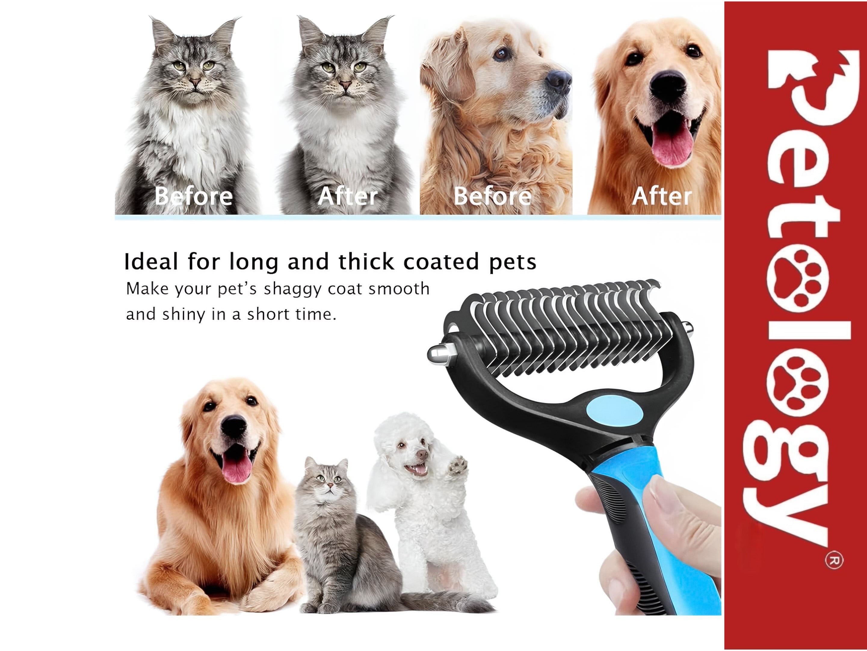 HIHYGENIE Dematting & Deshedding Brush For Dogs-Cats,2 In 1 Deshedding Tool & Undercoat Rake Dematting Comb For Mats, Reduces Shedding By upto 95%,Short To Long Hair Small Large Breeds