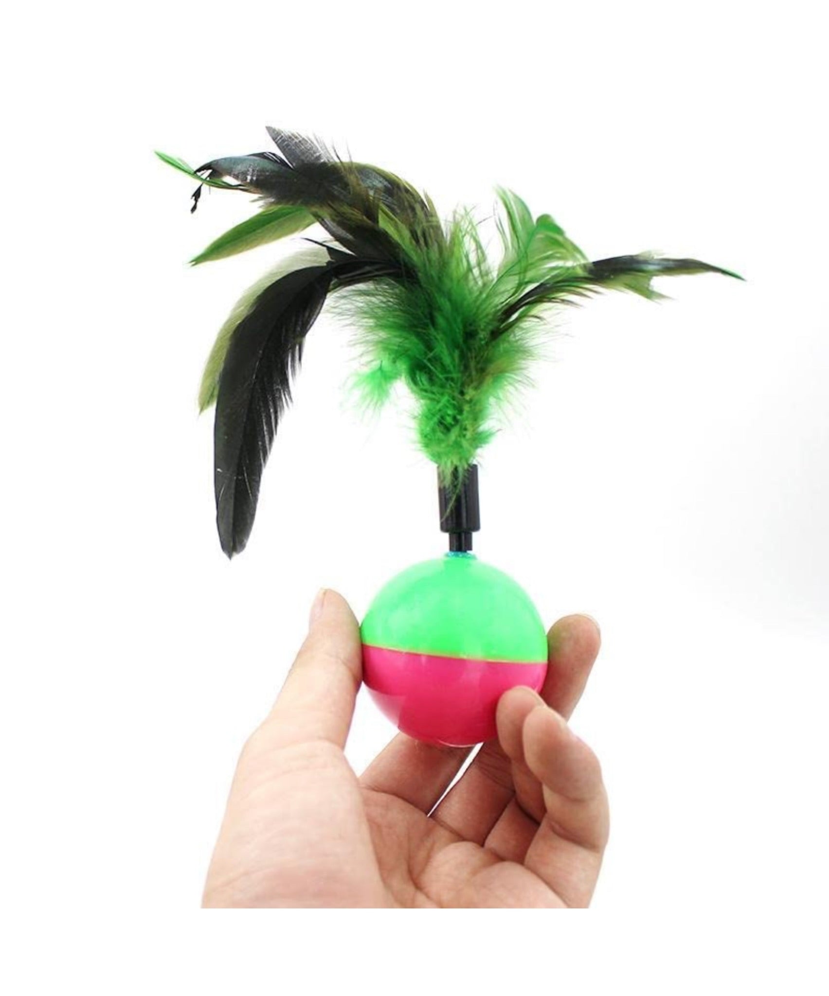 MEOW MEOW Feather Tumbler Cat Ball Toy, Whirl Cats Ball Tumbler, Interactive Feathers Pet Toys, Kitten Training Ball, Colourful Cat Feather for Cats, Kittens - 1 PC (Color May Vary)