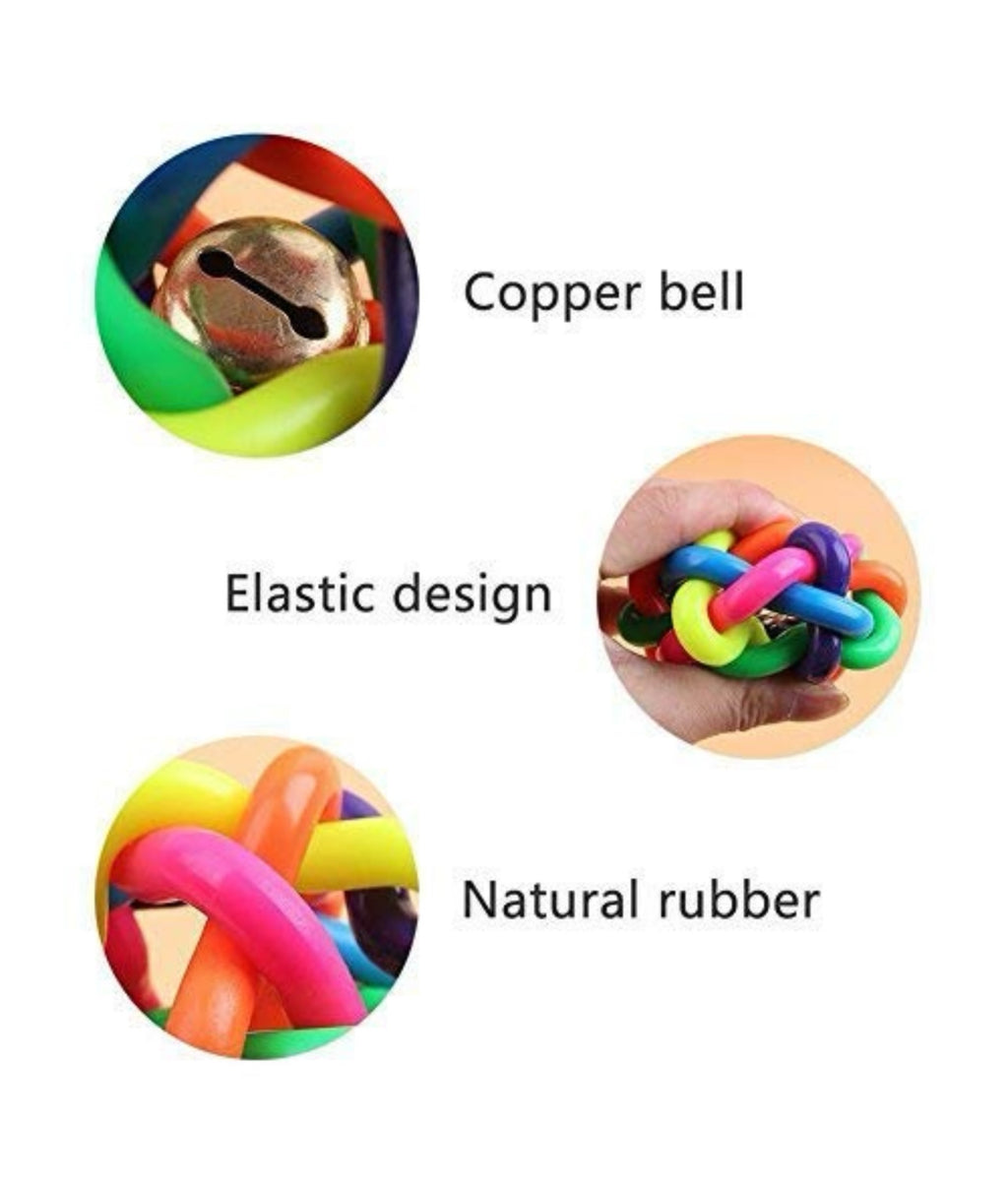 Playpets 100% non toxic Rainbow Rubber Ball Toy for Dogs & Cat's Ball with Interactive Soft sound Bell for Small, Medium and Large Fetch Ball indoor & outdoor play
