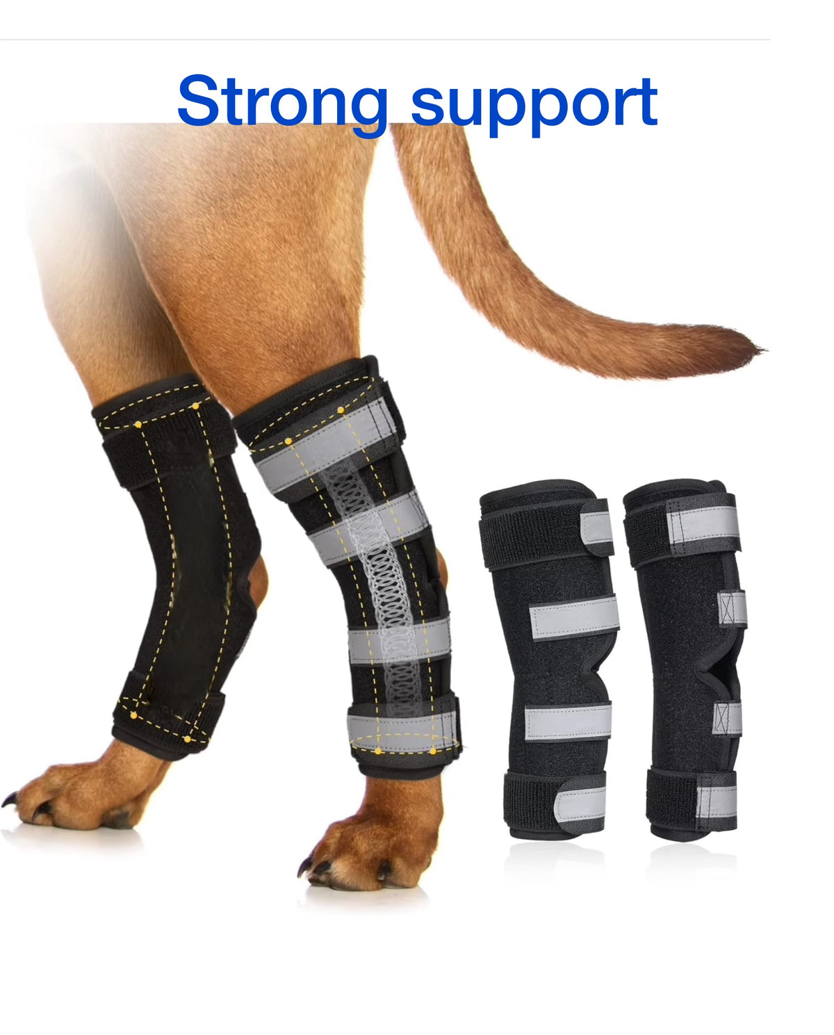 Petability Canine Splint Brace for Rear Legs with Safety Reflective St ...