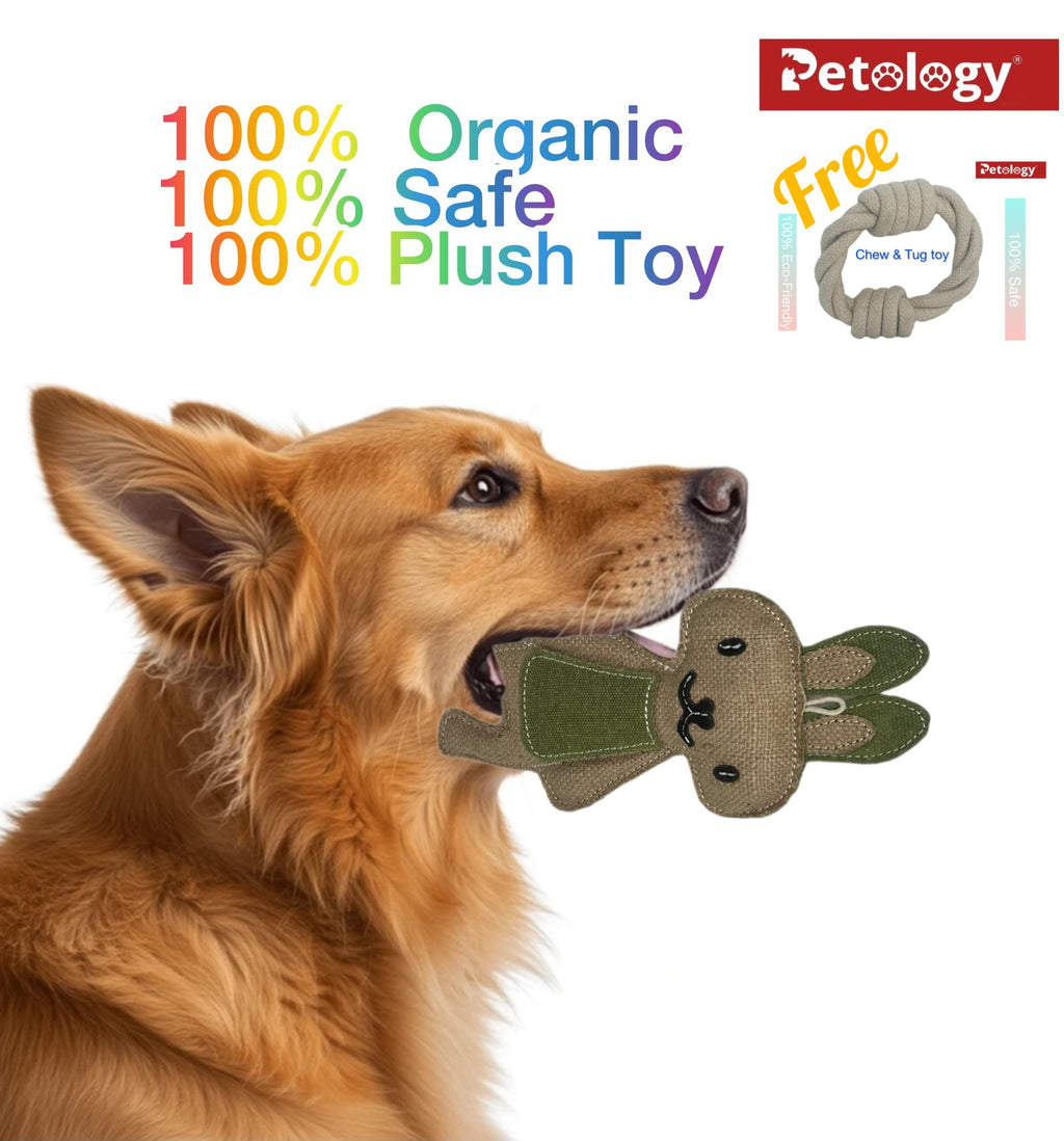 Petosafe buy 2pay1 100% Organic Jute Chew-tug Dog Toy Non-Toxic, Soft, Stuffed Interactive Cute Squeaky, Teething Rope Dog Toy  Small to Medium breed