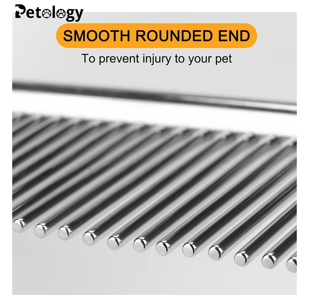 HiHygiene Professional Rounded Teeth Stainless Steel Needles (Flat Comb, Small) Pet Hair Grooming comfortable Comb Suitable for Dogs, Puppies, Rabbits, and Cats