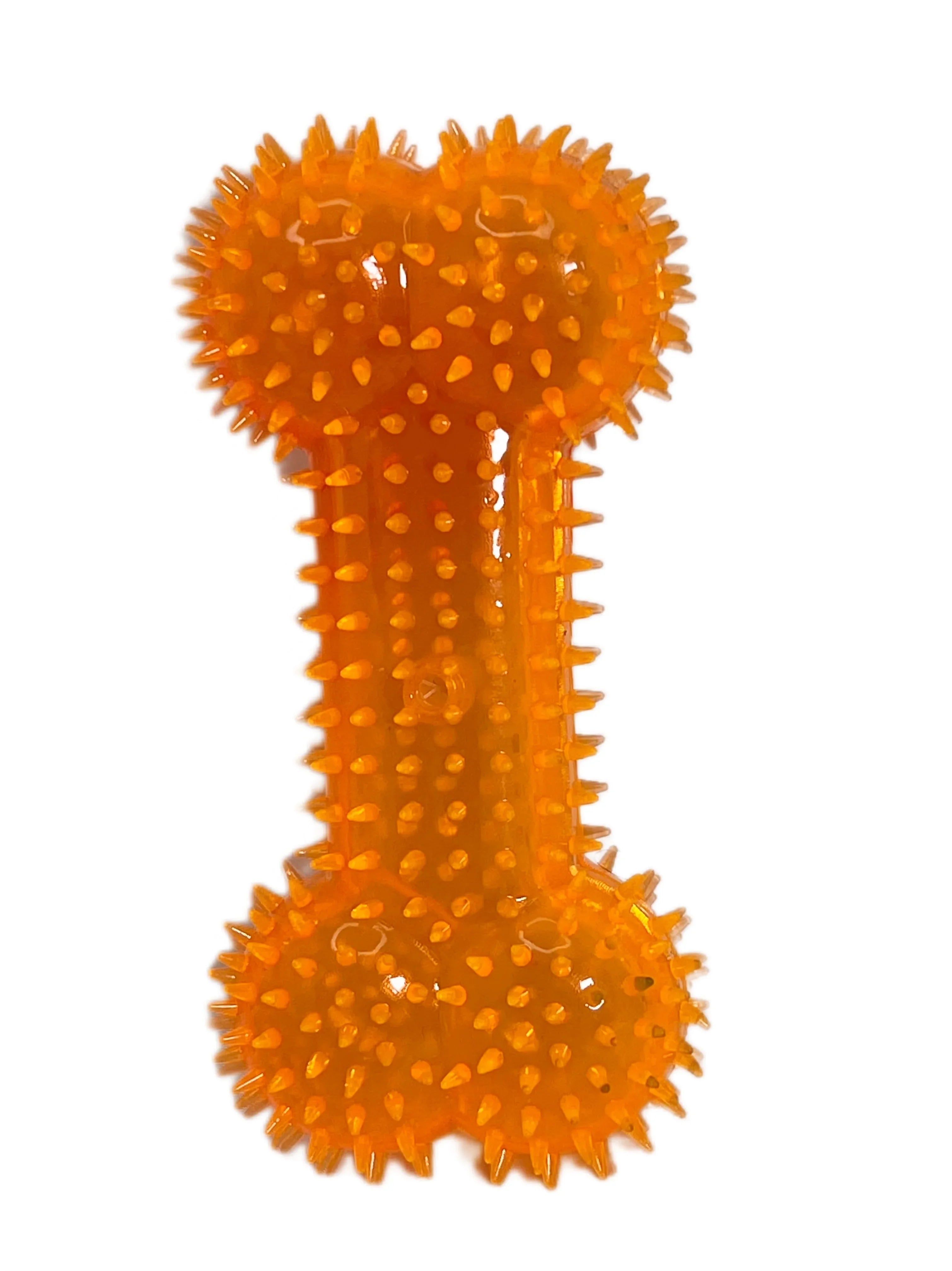 100% BPA Free,Non-Toxic,Squeaky spike bone for healthy dental, fetch toys with TPR Rubber Toys