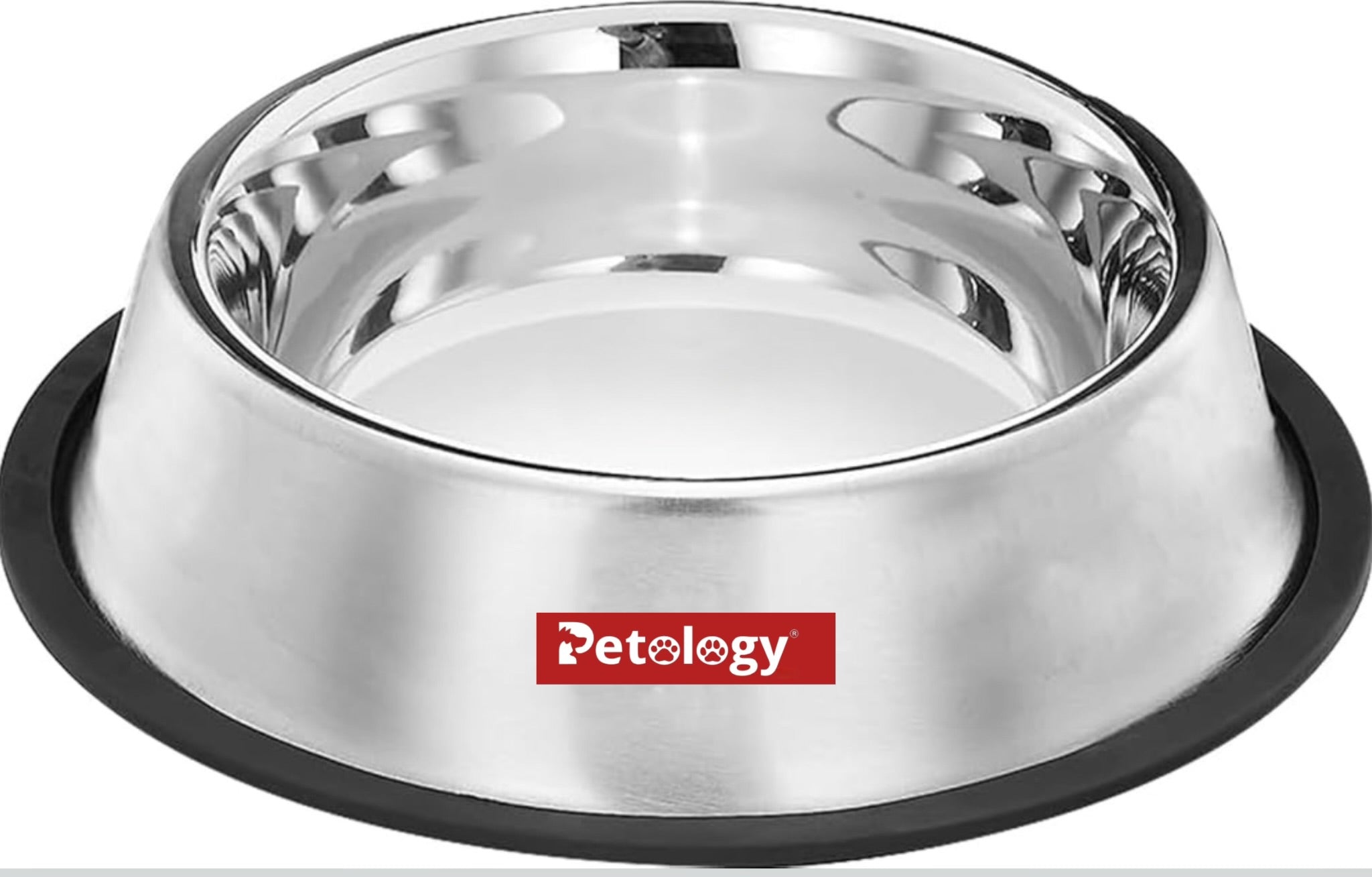 Petology Anti-Skid Dog Food Bowl 1800 ml -Pack of 2 Stainless Steel  safe  for Dog Food & Water Feeding Bowl Pets Feeder Perfect for Dogs, Puppy, Cat & Kittens