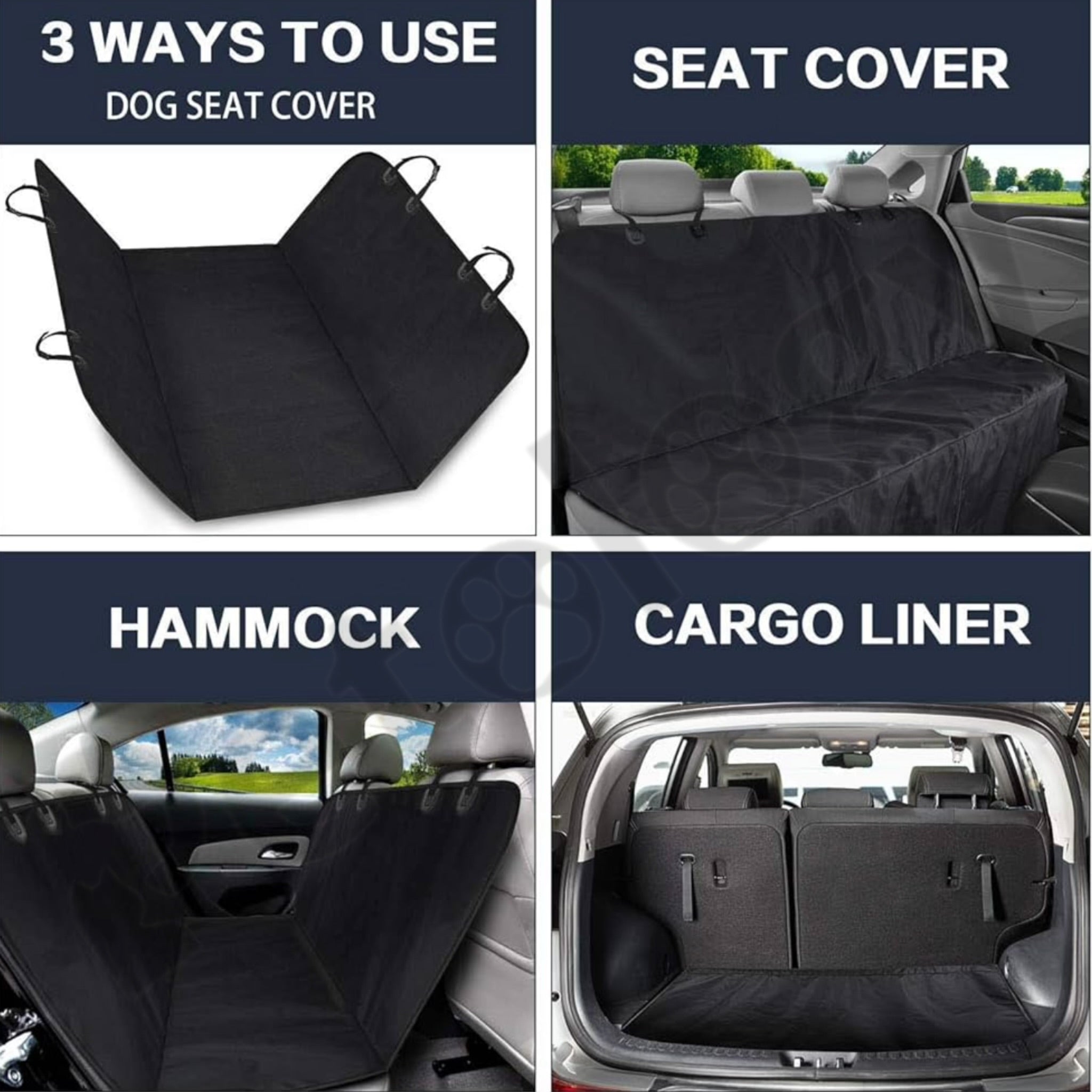 Petability  Soft Anti-skid Back seat protection Cover, Waterproof Scratch Proof Non-Skid, Travel Hammock With Anchors For Cars Trucks SUV Boot Liner, Black
