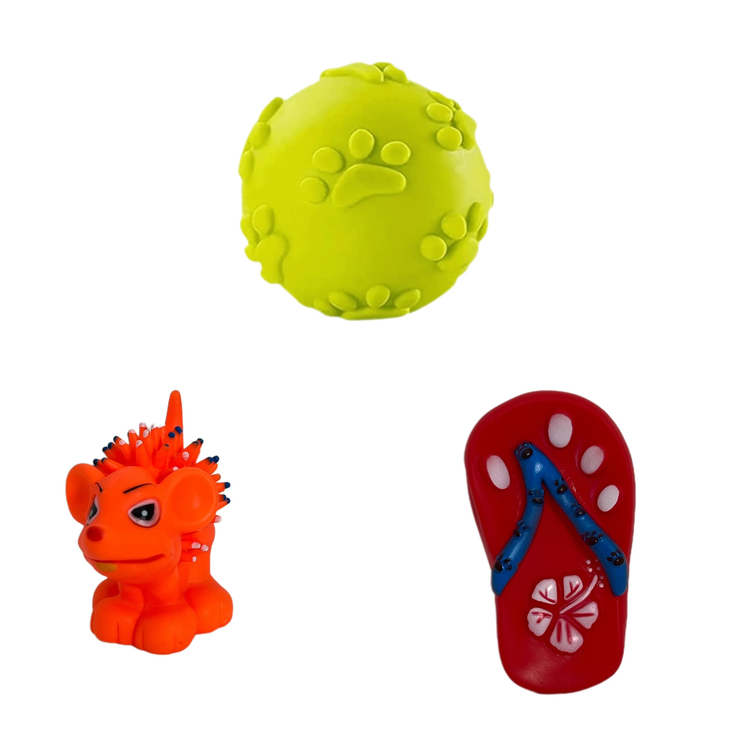 Paw Ball Latex Squeaky Dog Chews , Diameter 6cm,squeaky spiky mouse 3 inch and squeaky sleeper 4.2 inch,for puppies to medium breed.