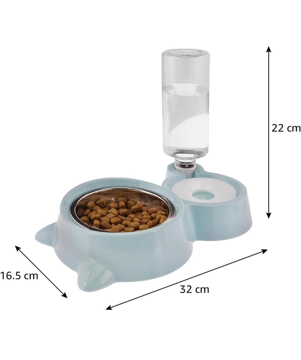 Petology Hihealth 2 In1 Pet Feeder & Automatic Water Dispensing system with stainless steel Food server Suitable for Cats and Dogs (small, medium & Large pets)