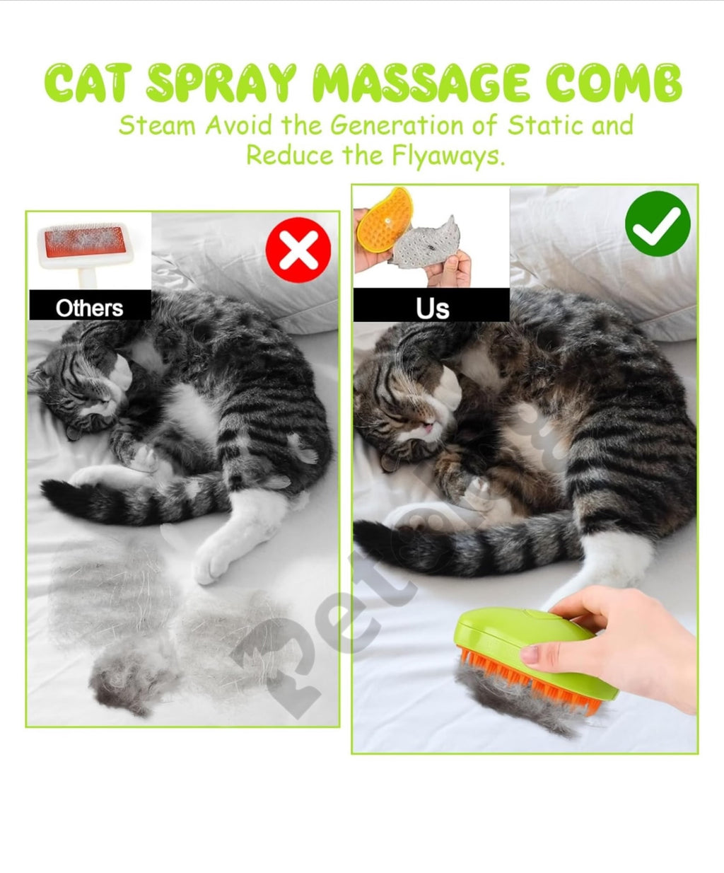 GRAB GROOM COMBO PET Mist brush with pet hair remover tool Non-Static and static brush combo with brush and clean combo perfect hygiene combo