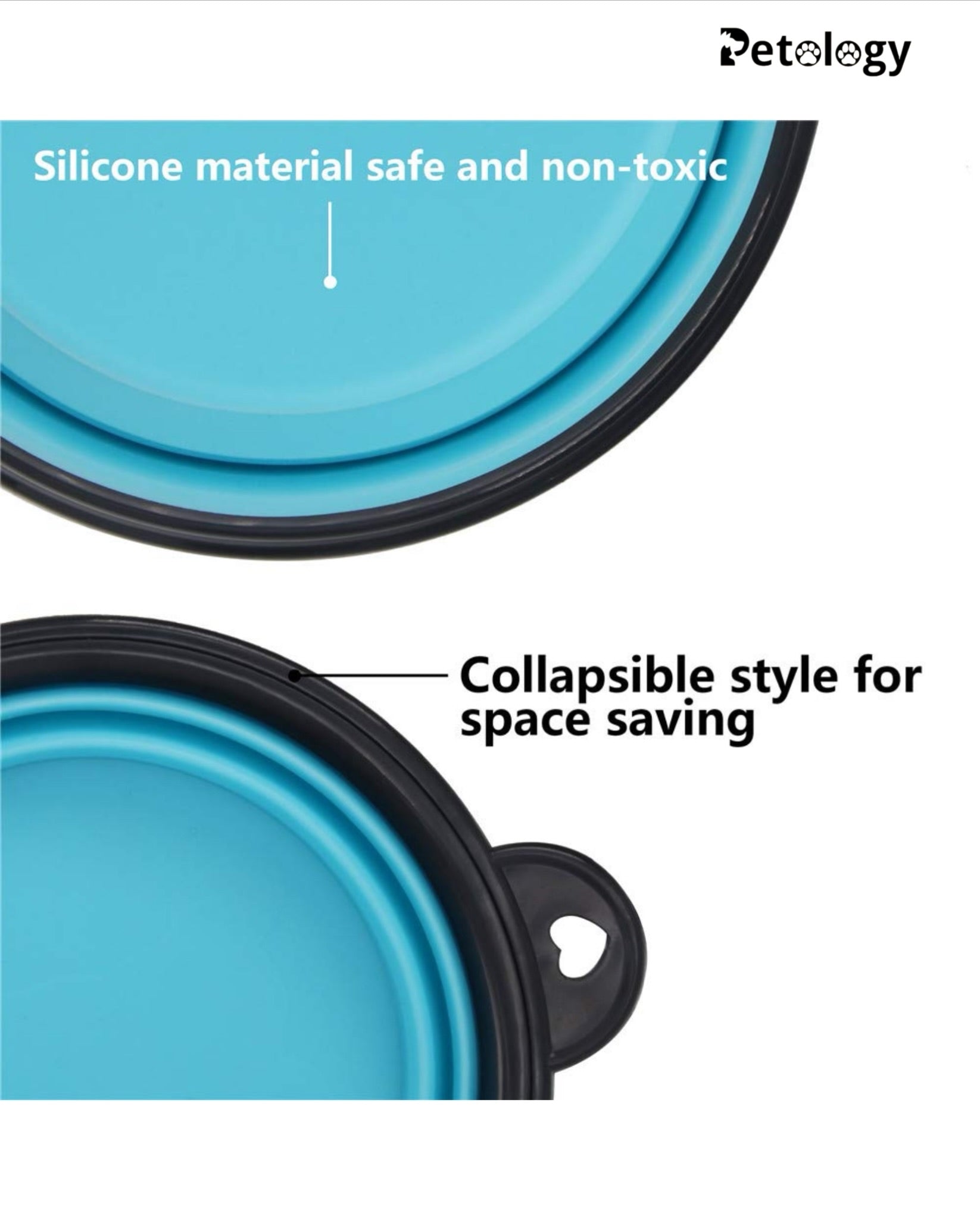 HI-health Travel made easy 2 pcs food & water Collapsible silicone Dog Bowl, Foldable Expandable Cup Dish for Food- Water Feeding Portable Travel Bowl, Free Pet ID-Tag