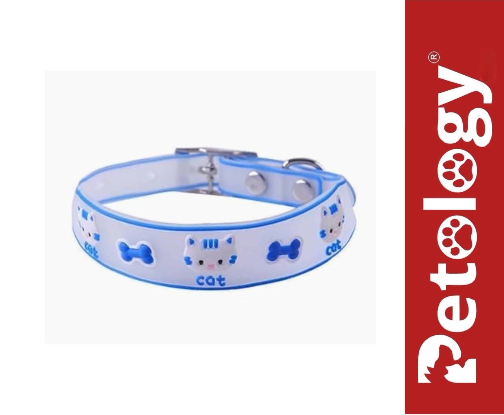 Petology Silicone Cat/Kitten Reflective Adjustable Collar Safety Buckle with Bells Cat Radium Adjustable Collar with Bell for Puppy/Kitten (Color May Vary) (Pack of-2, Design -2)