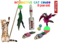 6-in-1 Combo Cat Toys for Indoor Cats Adult & Kittens – Interactive Wand Toy, Sisal light pair of mouse,50mm,sound ball and fur tumbler with Feather Teaser, Pet Toys for Play, Kitten Play Item, Indoor Play Toy, Daily Exercise & Fun