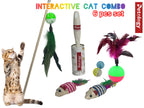6-in-1 Combo Cat Toys for Indoor Cats Adult & Kittens – Interactive Wand Toy, Sisal light pair of mouse,50mm,sound ball and fur tumbler with Feather Teaser, Pet Toys for Play, Kitten Play Item, Indoor Play Toy, Daily Exercise & Fun