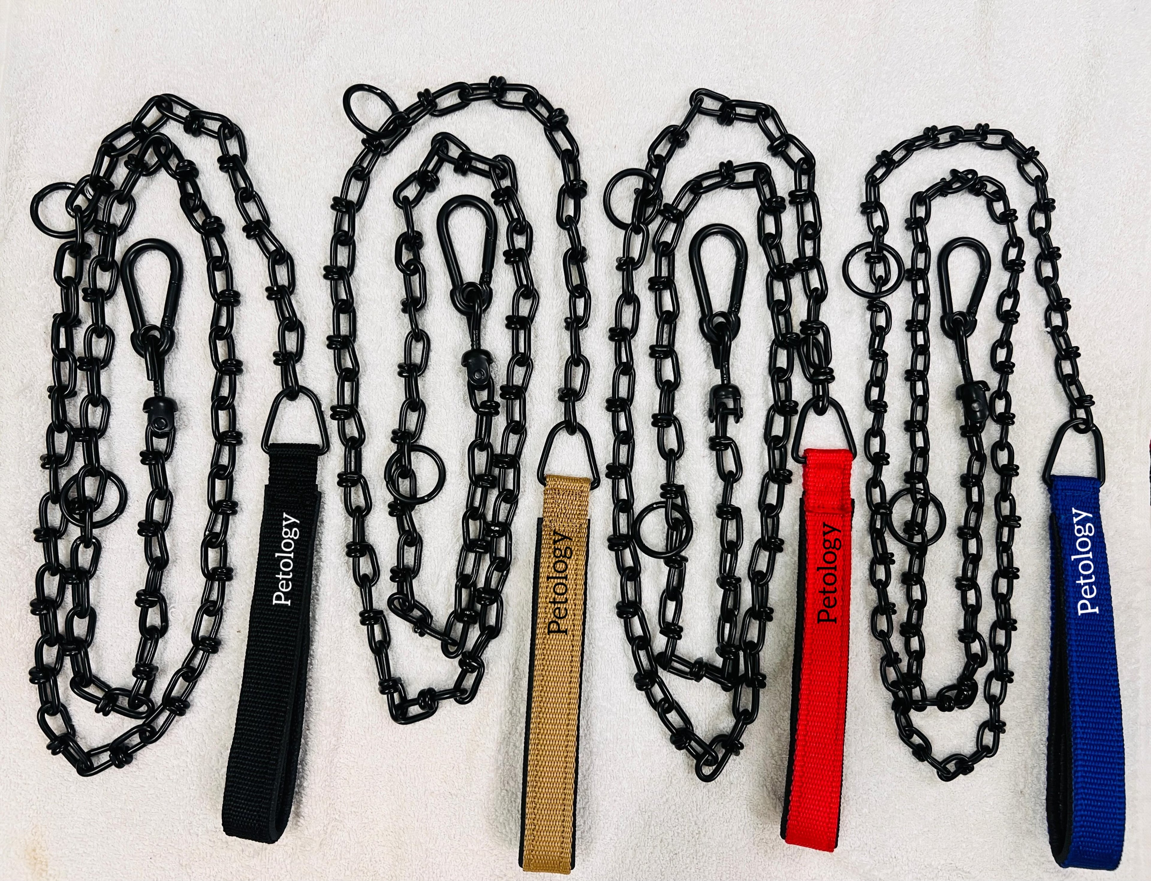 Bow-Bow 100% plush stylish- eye-Catcher Dog Chains suitable for 25 Kg and above Dog Stainless steel dog chains, special heated powder coated non-wielded 100% no rusting chromed base chain suitable for Large and xtra Large breed ( 25 kg-50 Kg+)