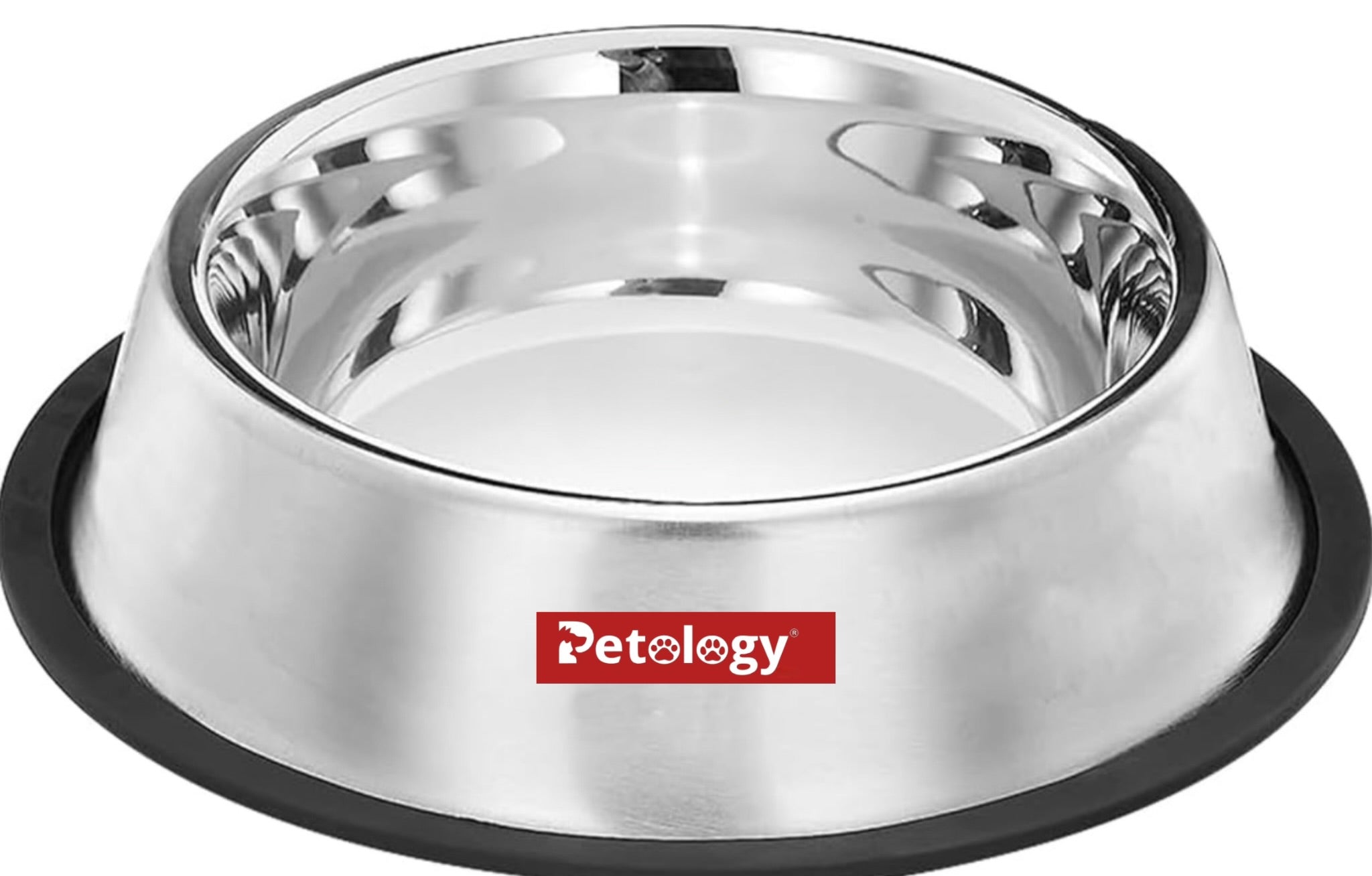 Petology Anti-Skid Dog Food Bowl 1800 ml -Pack of 2 Stainless Steel  safe  for Dog Food & Water Feeding Bowl Pets Feeder Perfect for Dogs, Puppy, Cat & Kittens