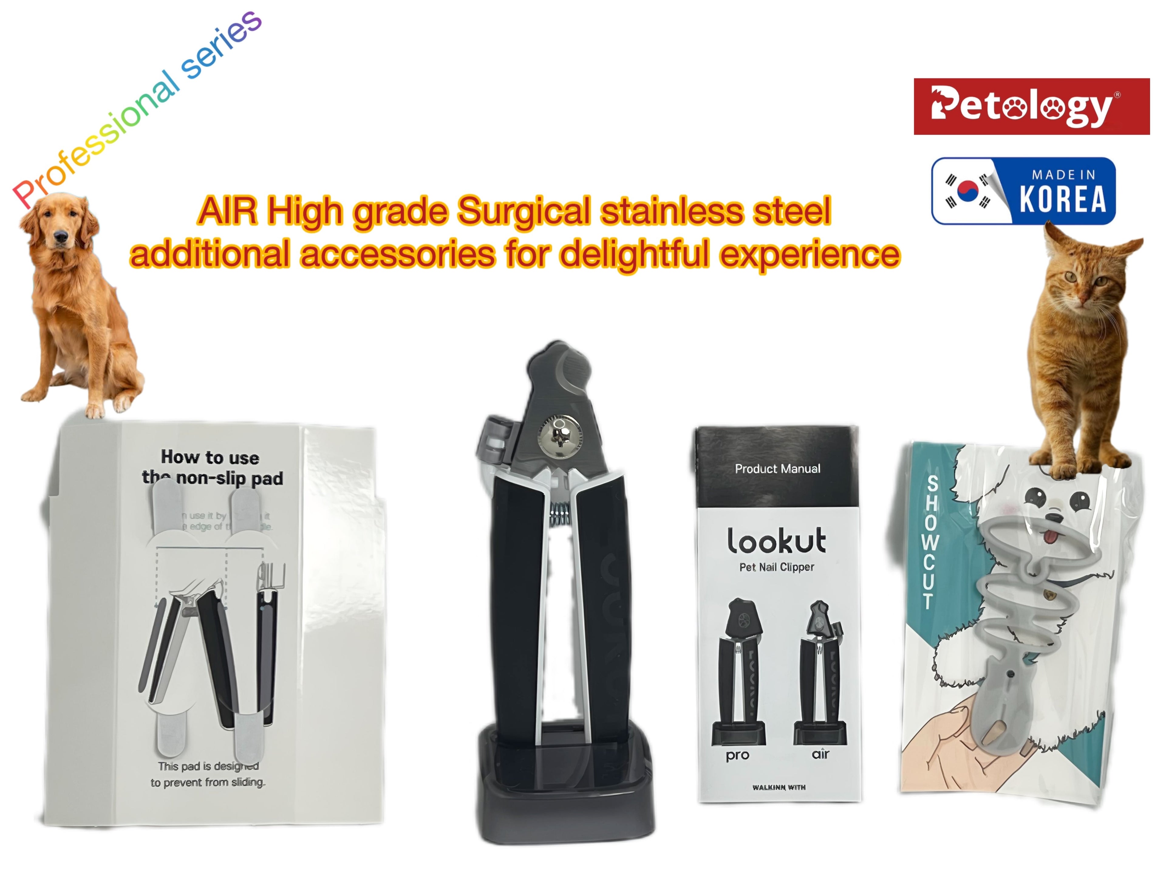 LOOKUT (Korea) by Petology Cat Nail Trimmers Patent Designed Cat Claw Clipper with Posco Steel Blades Safe and Easy Cuts for Cats Claw